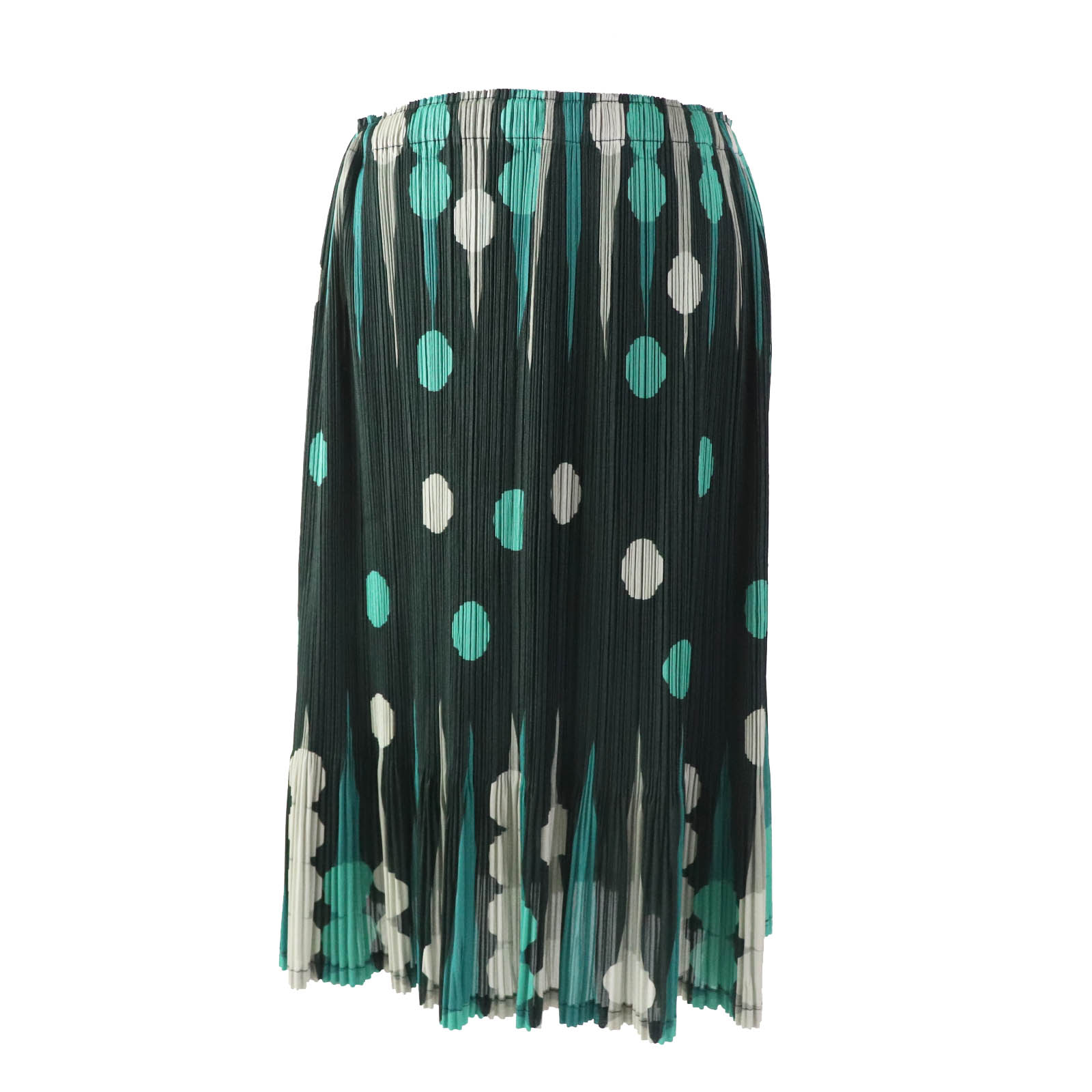 極美品◎PLEATS PLEASE プリーツプリーズ イッセイミヤケ PP73-JG615 Backgammon バックギャモン ドット柄 プリーツスカート グリーン 5 日本製 正規品 レディース【中古】