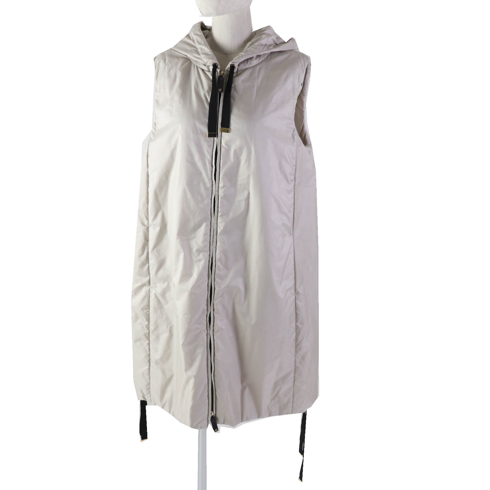 極美品◎Max Mara The Cube マックスマーラ ザキューブ CameLuxe テクニカル キルティング ロングジレ／ ベスト ライトグレージュ系 34 正規品 レディース【中古】