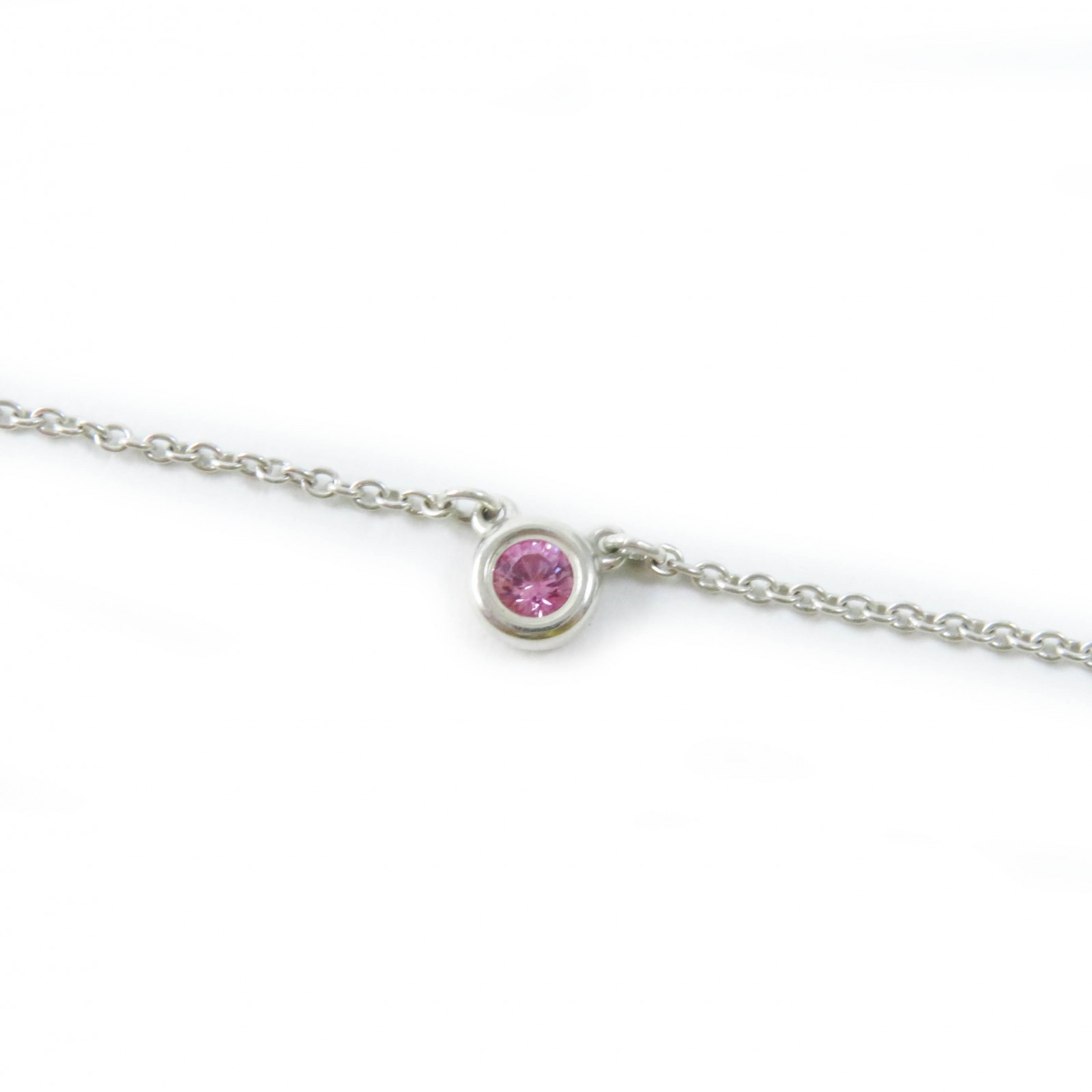 美品◎TIFFANY&Co. ティファニー カラー バイザヤード AG925 ピンクサファイア ネックレス ピンク シルバー 重量1.6g レディース【中古】