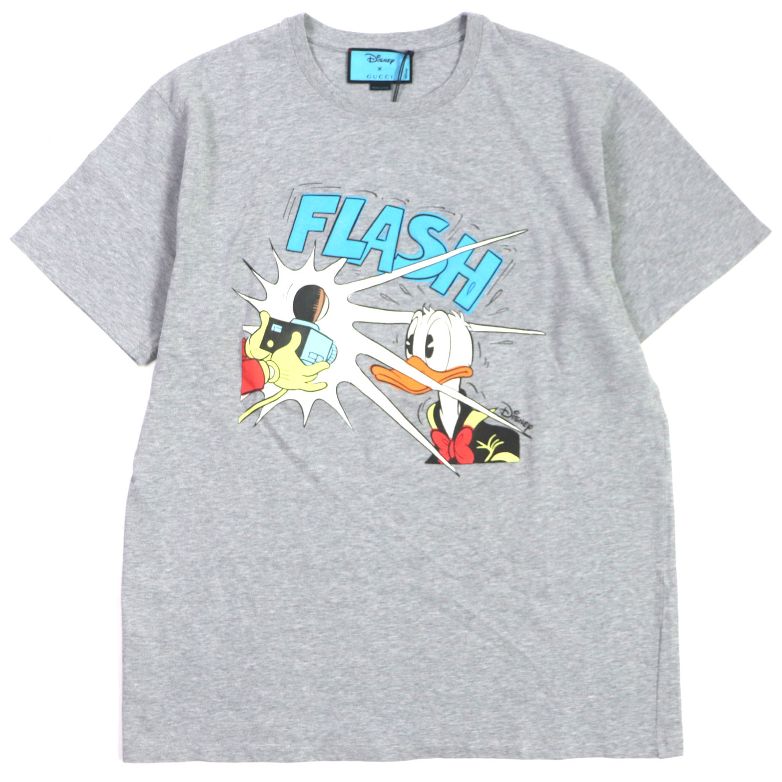 未使用品▼GUCCI グッチ 548334 FLASH ドナルドダック コットン クルーネック 半袖Tシャツ グレー XXL イタリア製 正規品 メンズ【中古】