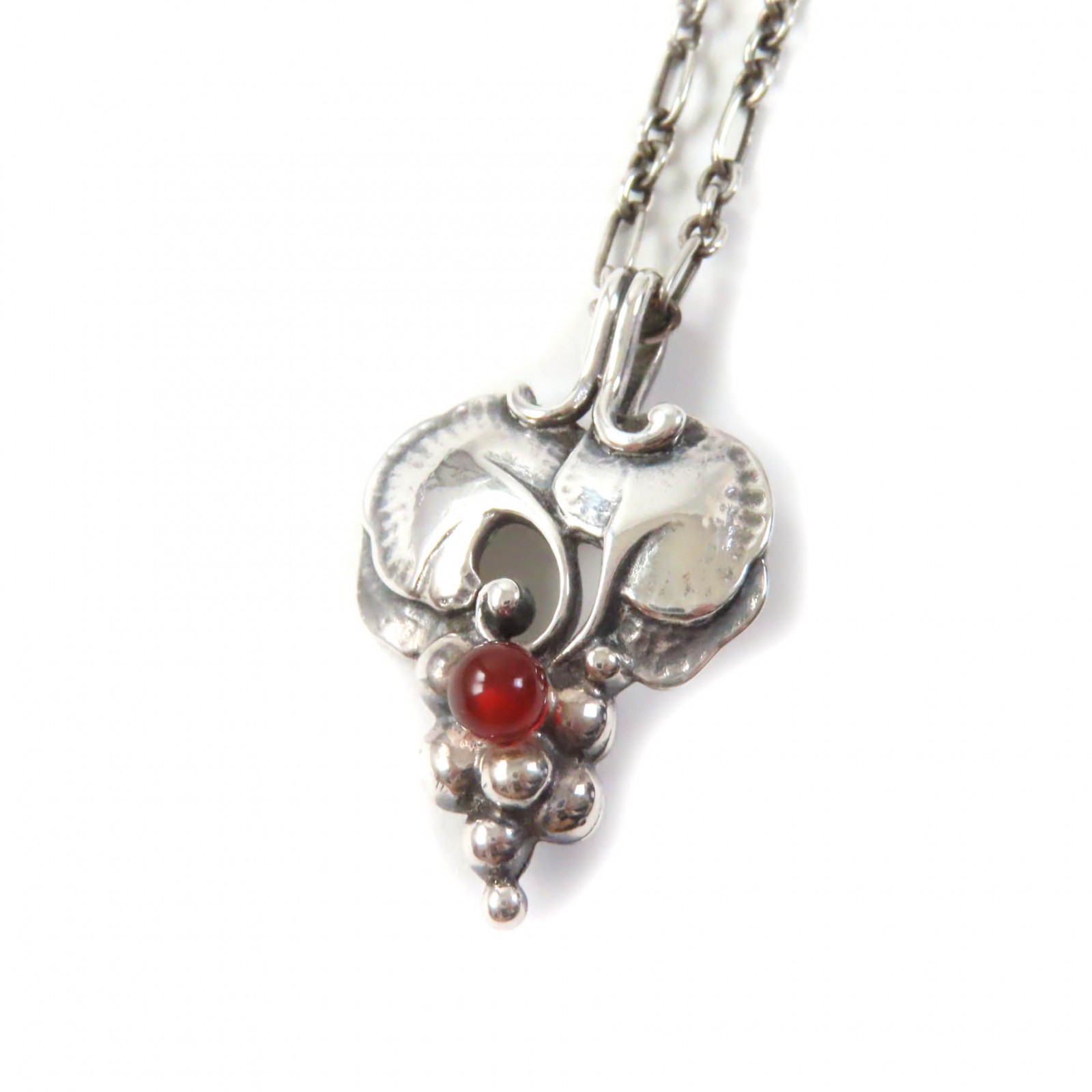 美品★Georg Jensen ジョージジェンセン 1996 イヤーネックレス SV925 ヘリテージ グレープモチーフ シルバー オレンジ 箱付き 重量10.7g レディース【中古】