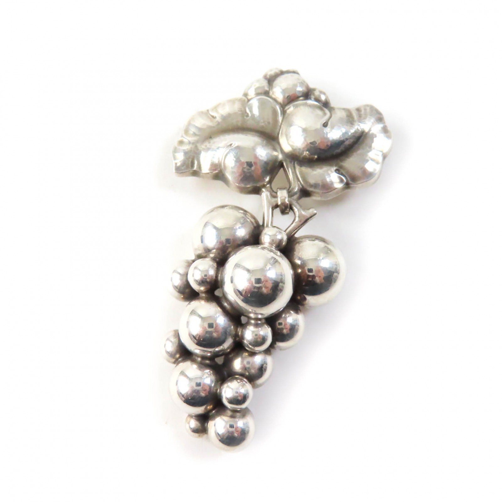 美品★Georg Jensen ジョージジェンセン 217B SV925 ムーンライトグレープ フルーツモチーフ ブローチ シルバー 重量23.9g レディース【中古】