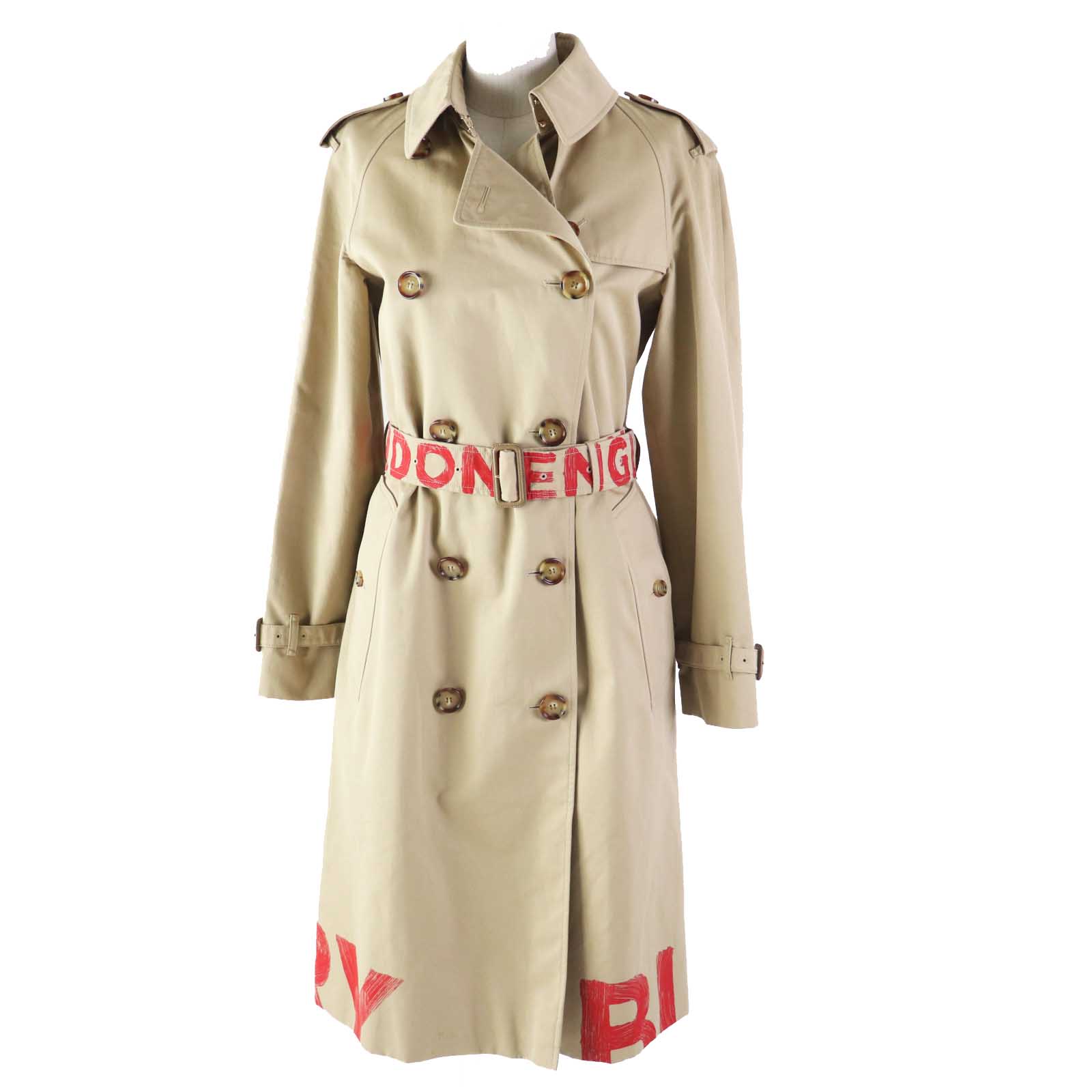 美品◎BURBERRY バーバリー 8037621 グラフィティ トレンチコート ベージュ 36 ガーメント付き 正規品 レディース【中古】