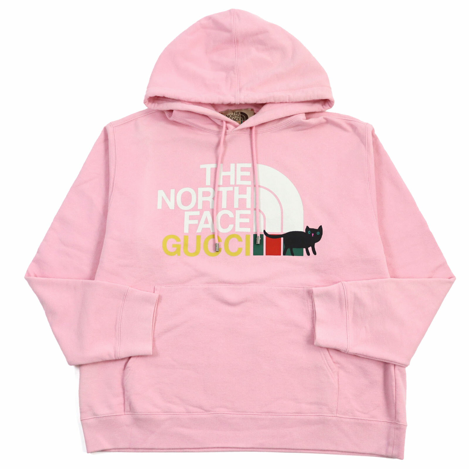 美品○GUCCI グッチ THE NORTH FACE ザ・ノースフェイス 626989 コットン100% ロゴプリント プルオーバー パーカー/フ―ディー ピンク M イタリア製 正規品 メンズ【中古】