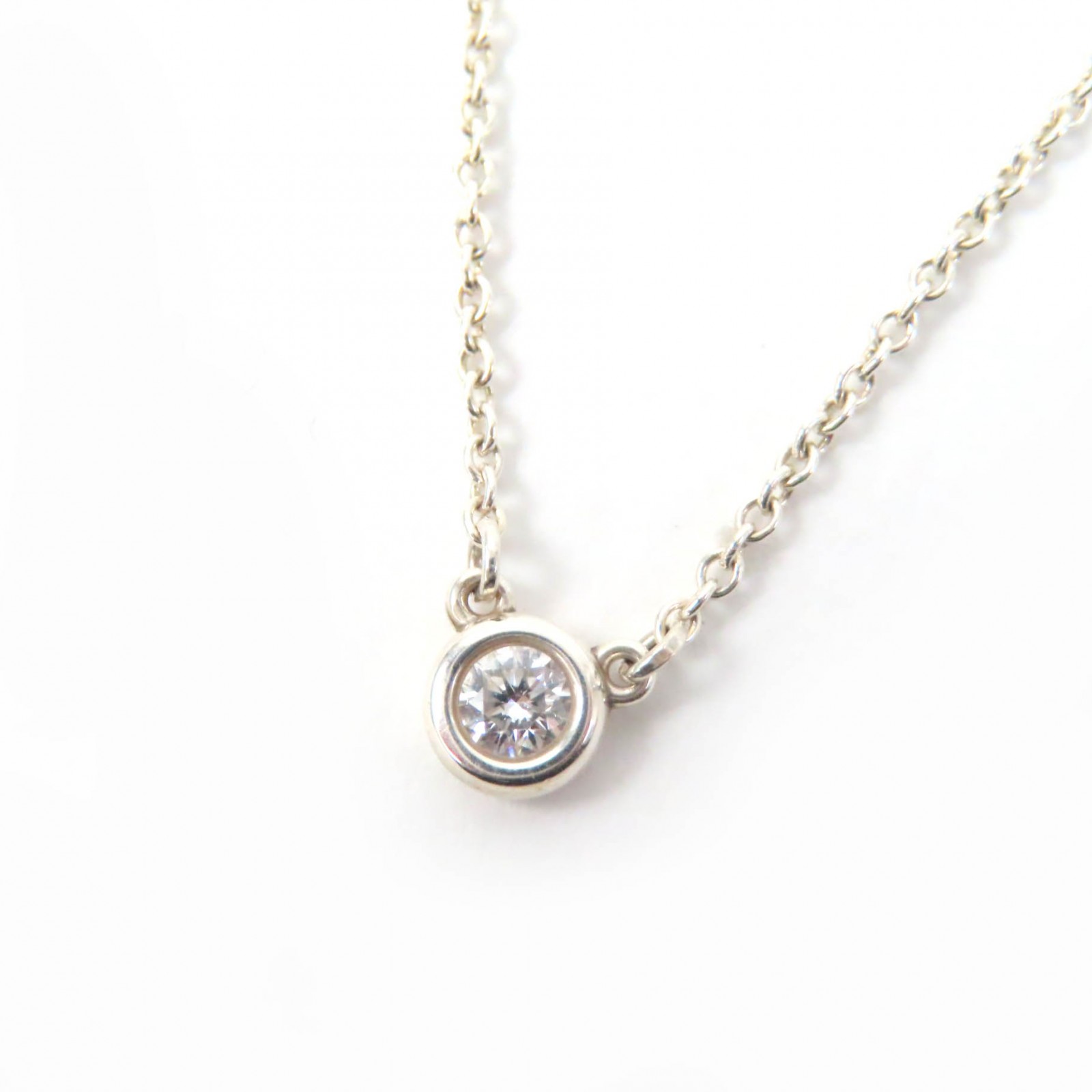美品☆TIFFANY&Co. ティファニー エルサペレッティ バイザヤード AG925 ダイヤモンド 0.05ct ネックレス シルバー 箱・保存袋付き 重量1.6g レディース【中古】