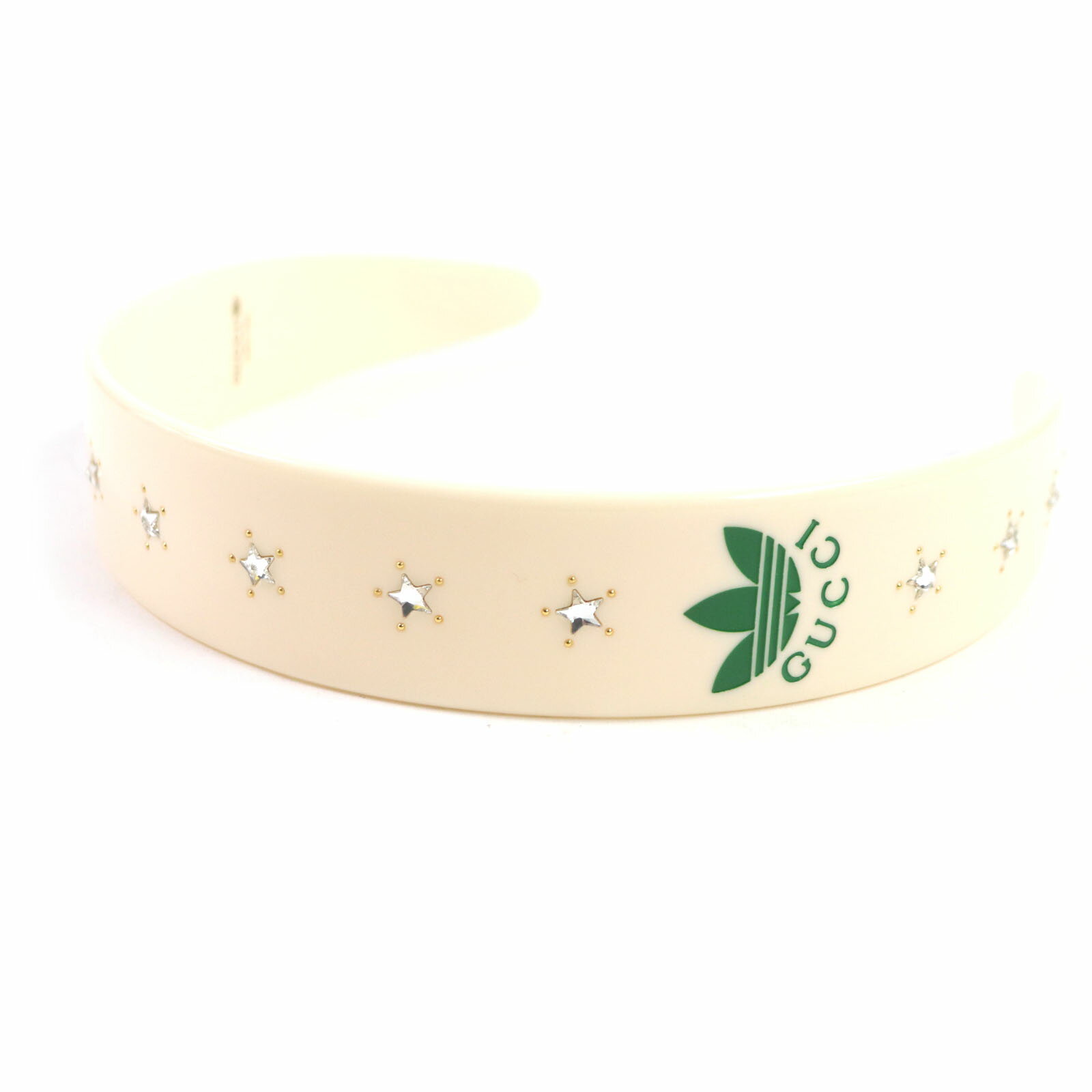 極美品▼GUCCI グッチ adidas アディダス 702950 カチューシャ ロゴ入り ヘアアクセサリー クリーム 箱・保存袋付き イタリア製 レディース【中古】