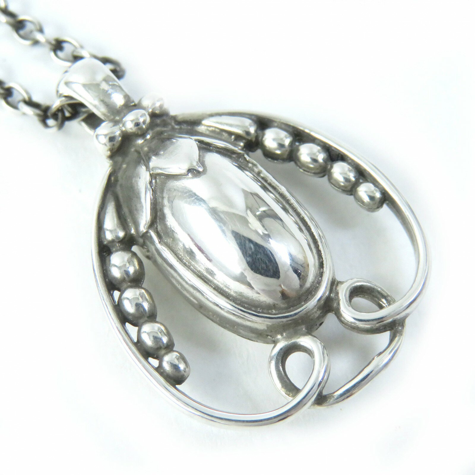極美品△Georg Jensen ジョージジェンセン 1990 SV925 イヤーネックレス ペンダント シルバー ケース付き 重量10.7g レディース オススメ◎【中古】