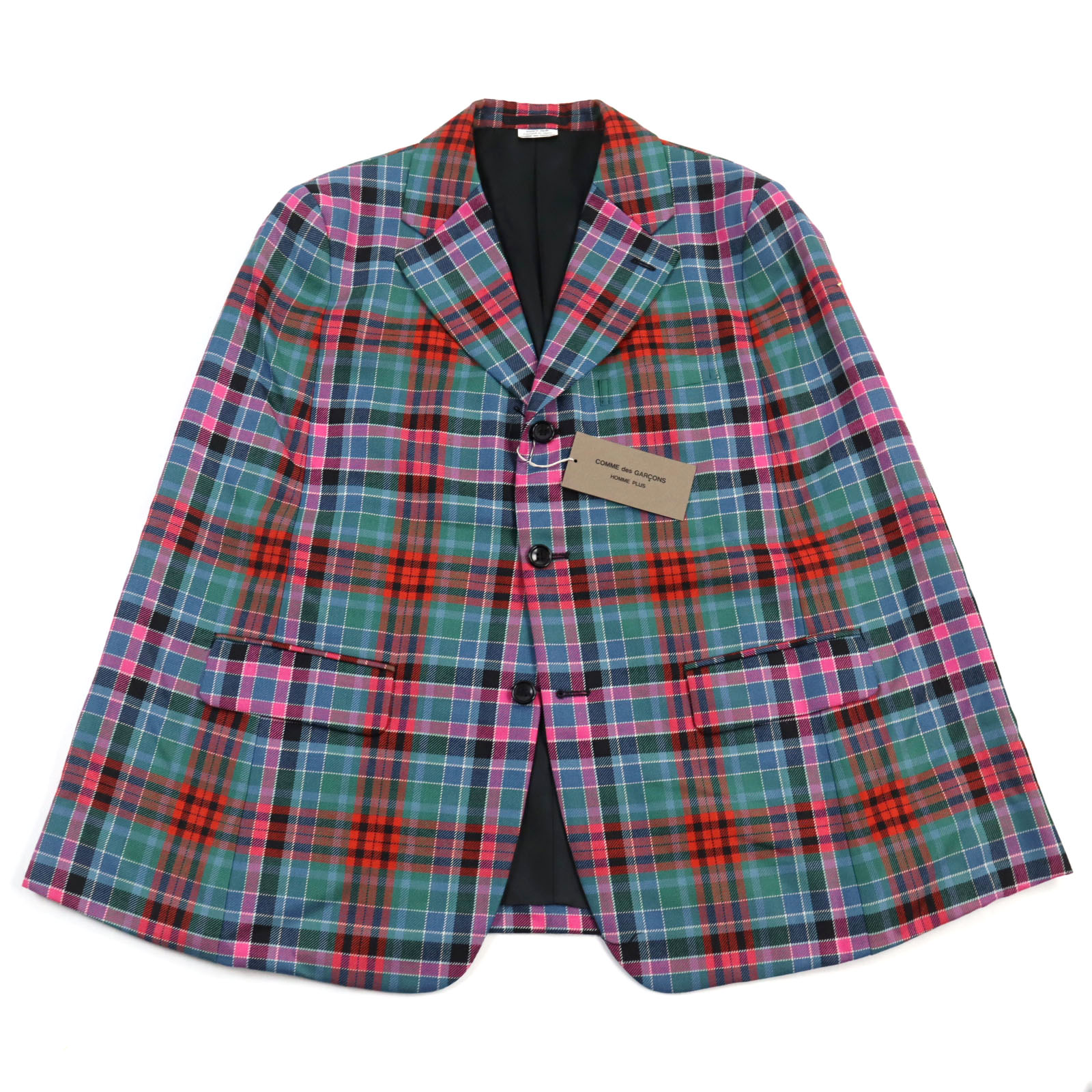 未使用品○COMME des GARCONS HOMME PLUS コムデギャルソンオムプリュス 23AW PL-J041 ウール100% ジャケットライク マドラスチェックポンチョジャケット/ケープ マルチカラー S 日本製 正規品 メンズ【中古】