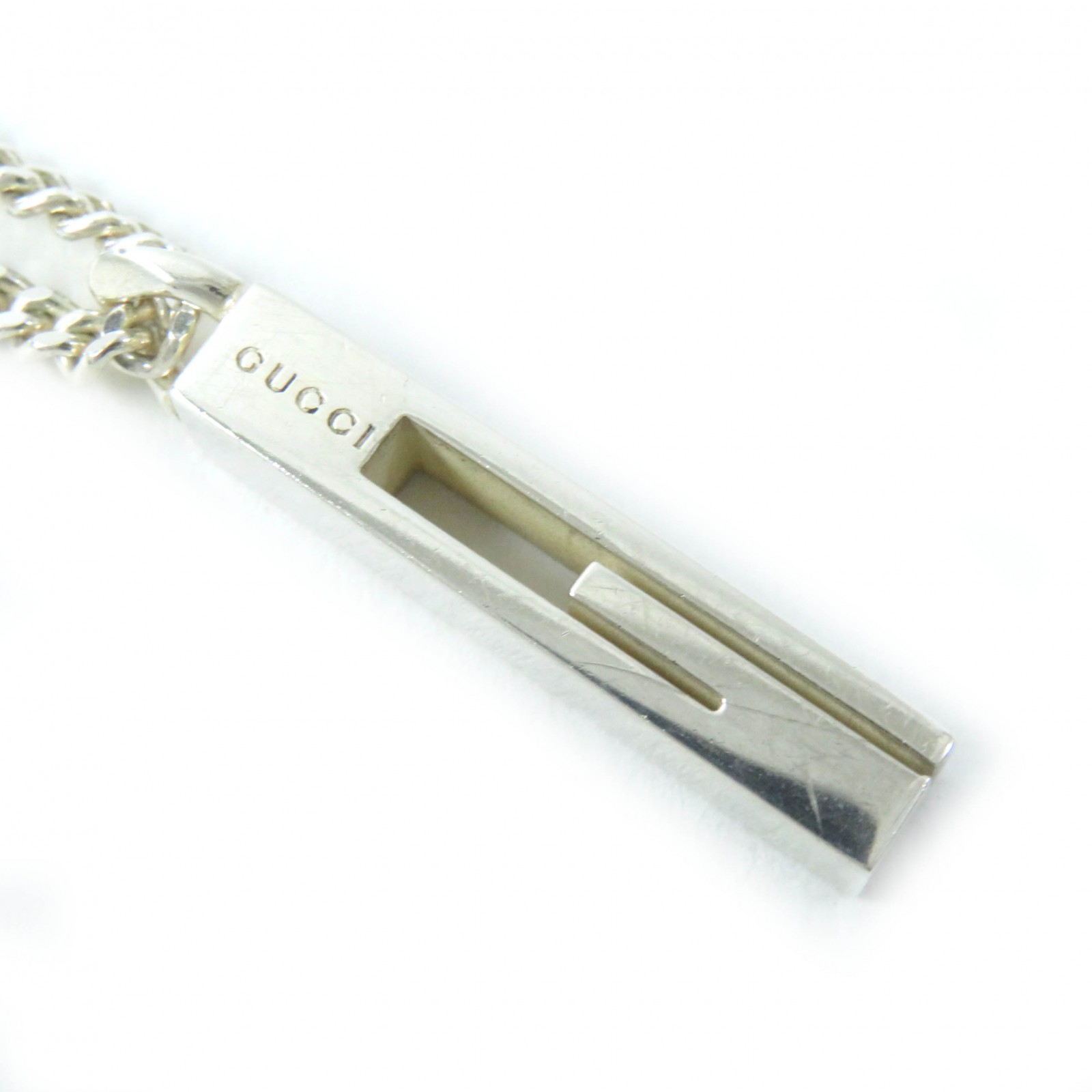 美品△GUCCI グッチ AG925 カットアウトG 喜平 チェーン ネックレス シルバー ペンダント アクセサリー イタリア製 重量15.3g レディース【中古】