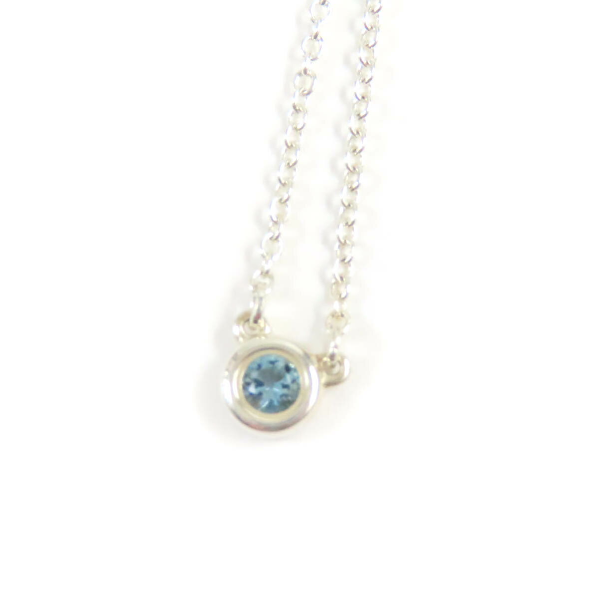 極美品★TIFFANY&Co. ティファニー カラー バイ ザ ヤード アクアマリン ペンダント エルサ・ペレッティ SV925 ネックレス シルバー ブルー 箱・保存袋付き 重量1.62g レディース【中古】