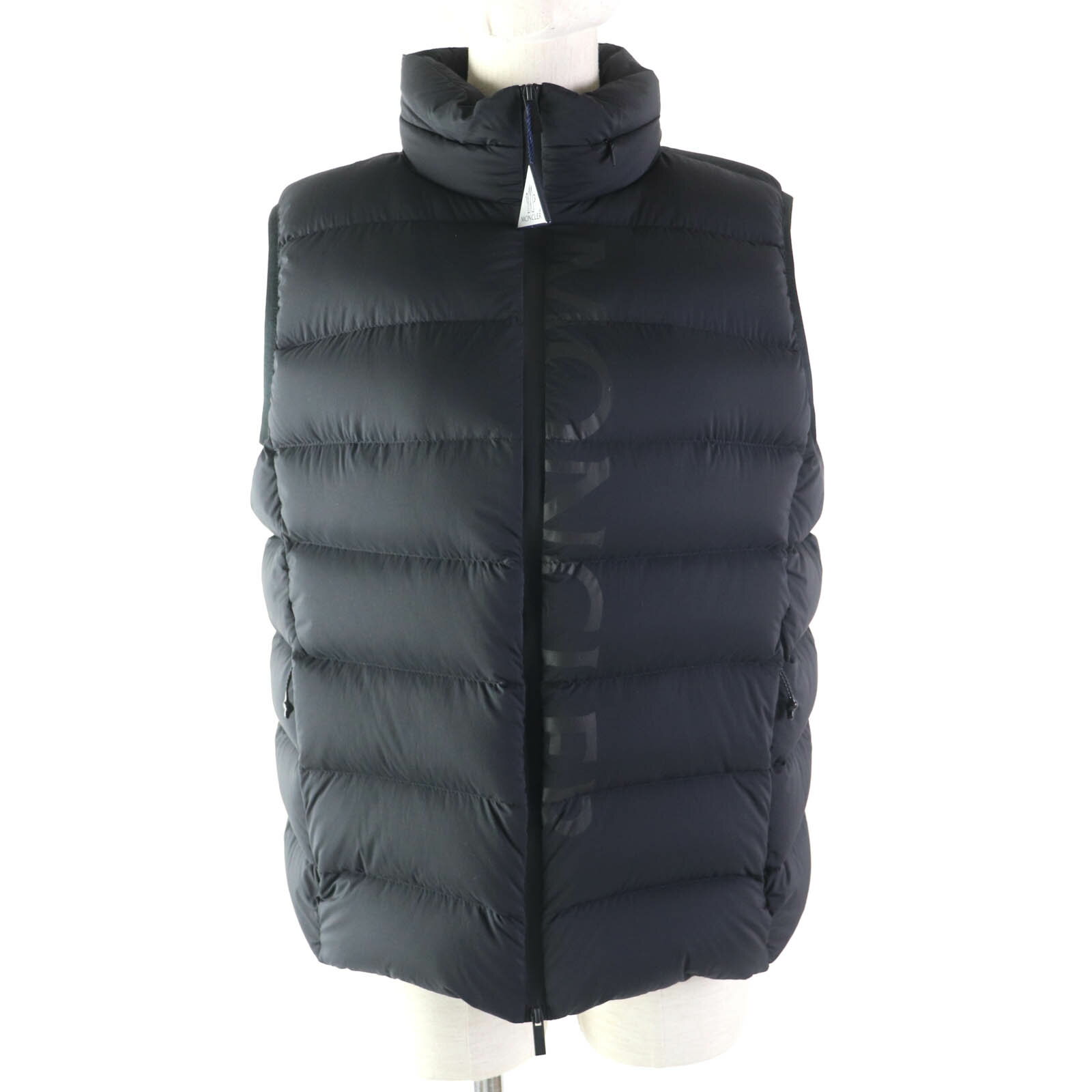 未使用品★MONCLER モンクレール CENIS チェニス ロゴデザイン ZIP UP ダウンベスト ブラック 3 ハンガー付き 正規品 レディース【中古】