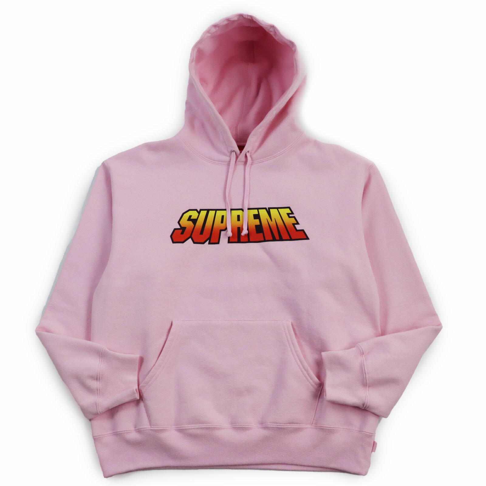 極美品●Supreme シュプリーム 24SS Gradient Hooded Sweatshirt グラディエントフーディスウェットシャツ ロゴプリント スウェットパーカー ピンク M カナダ製 正規品 メンズ【中古】