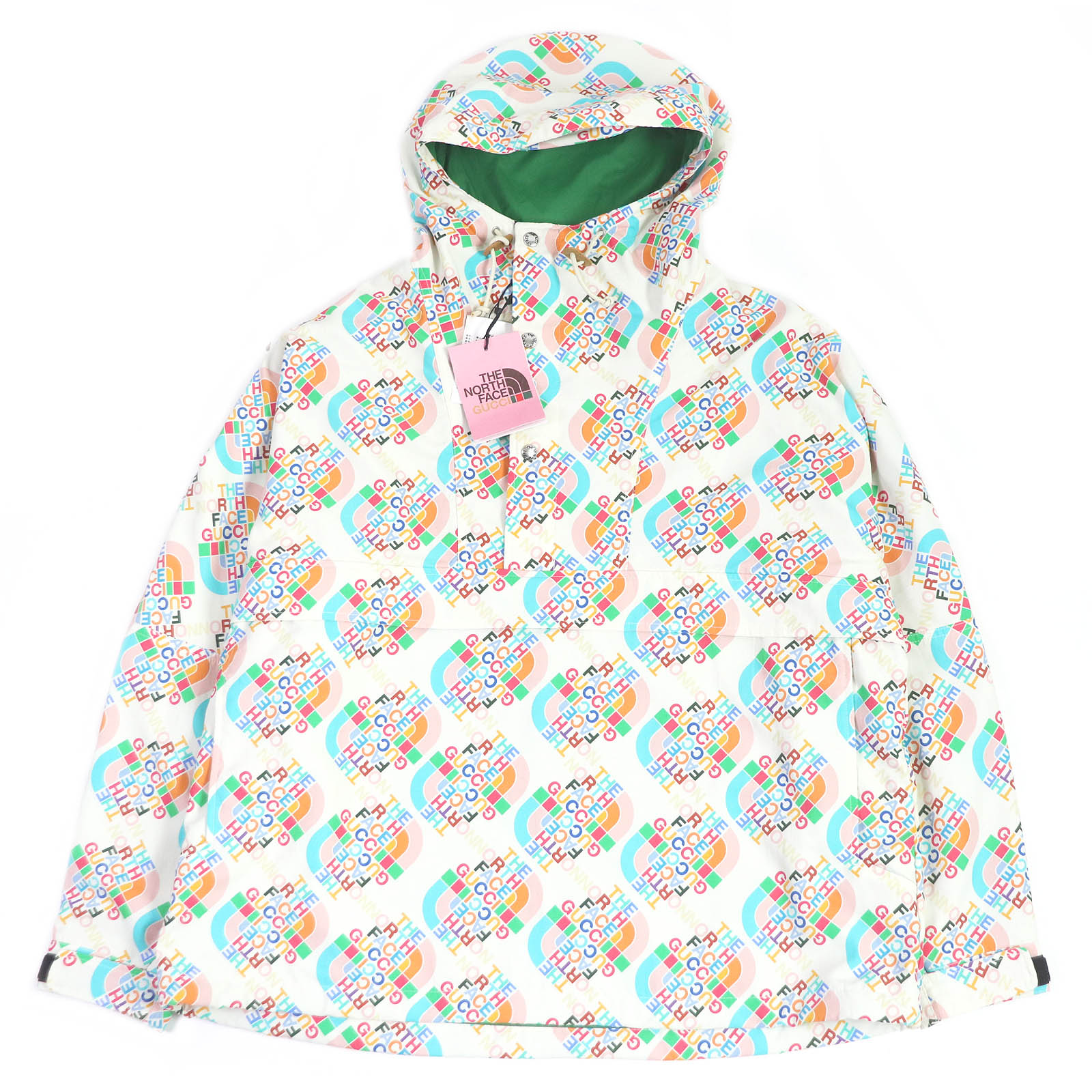 未使用品□GUCCI グッチ THE NORTH FACE 671467 ロゴ総柄 アノラックジャケット マウンテンパーカー アイボリー M ハンガー・ガーメント付き 正規品 メンズ【中古】