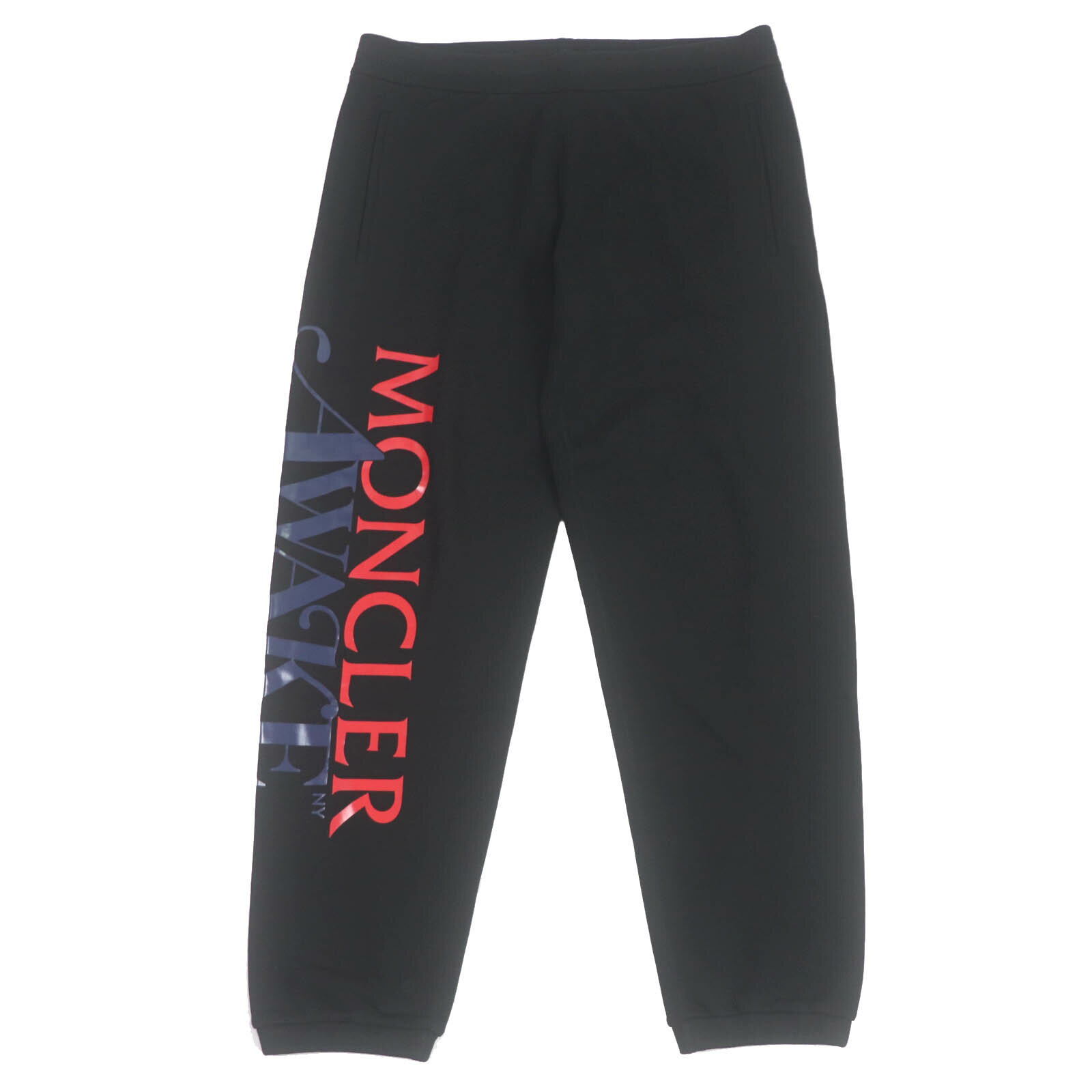 未使用品□MONCLER GENIUS 2 モンクレール ジーニアス 2 2021年製 PANTALONE コットン100％ ロゴプリント ワッペン スウェットパンツ ジョガーパンツ ブラック L 正規品 メンズ【中古】