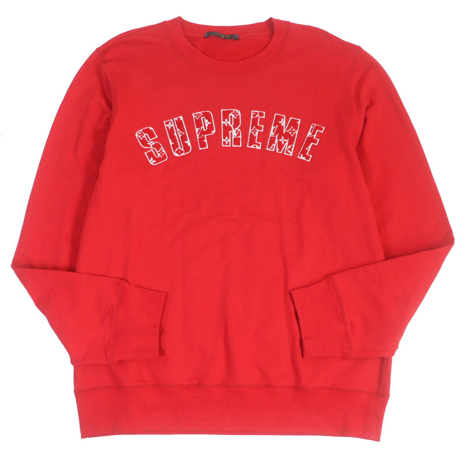 美品□LOUIS VUITTON ルイヴィトン Supreme　シュプリーム モノグラム アーチロゴ トレーナー スウェット レッド XXL 希少サイズ 箱・保存袋付き イタリア製 正規品 メンズ【中古】