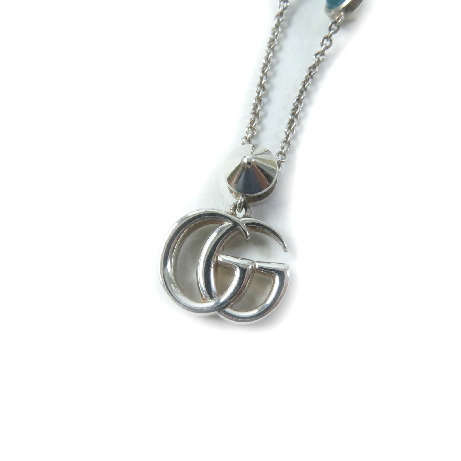 美品★GUCCI グッチ 527399 ダブルG マザーオブパール ネックレス AG925 シルバー 箱・保存袋付き イタリア製 総重量10.5g レディース【中古】