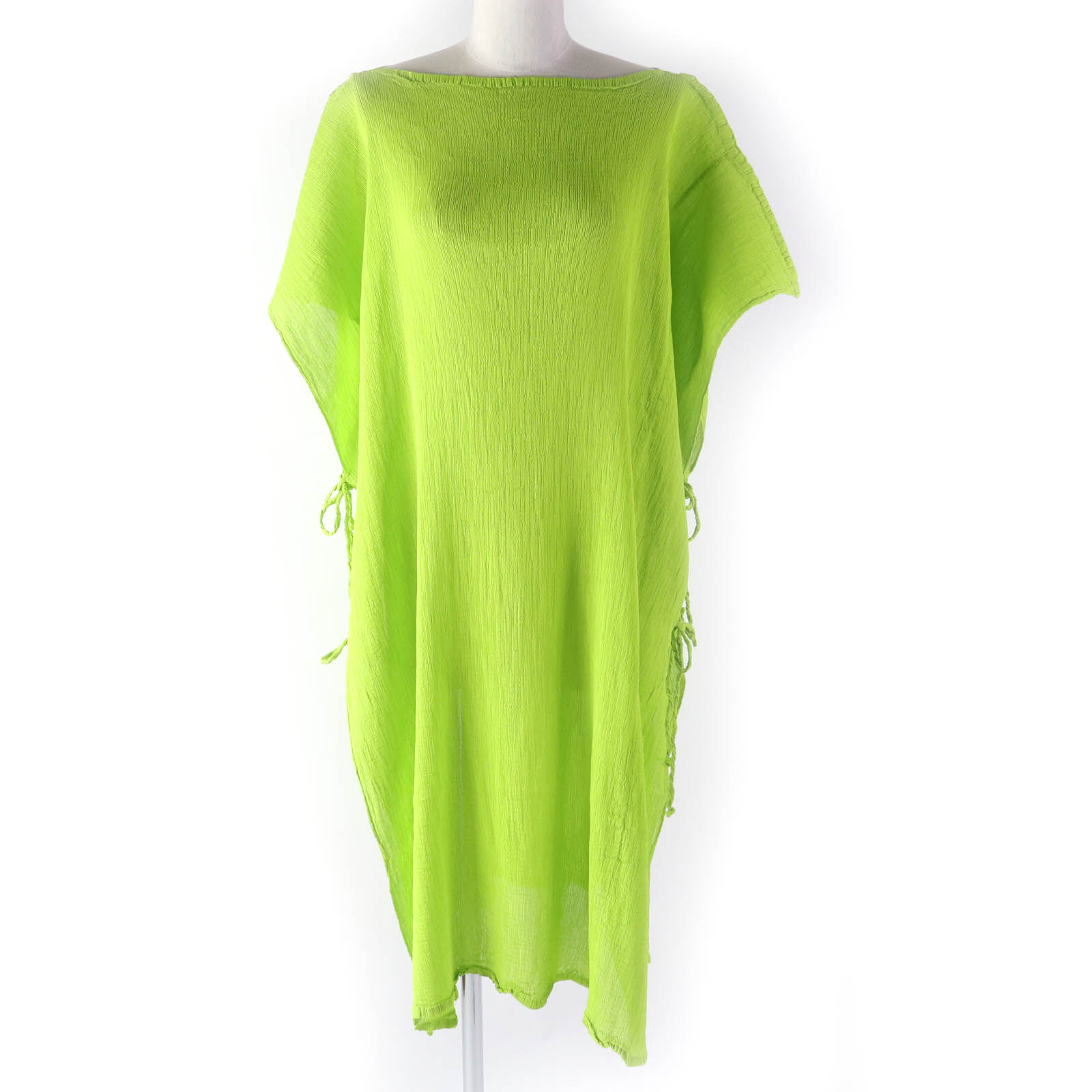 未使用品★me ISSEY MIYAKE ミー イッセイミヤケ 20年製 MI01FH782 サイドリボン ロングジレ/ワンピース ライムグリーン ー 正規品 レディース【中古】