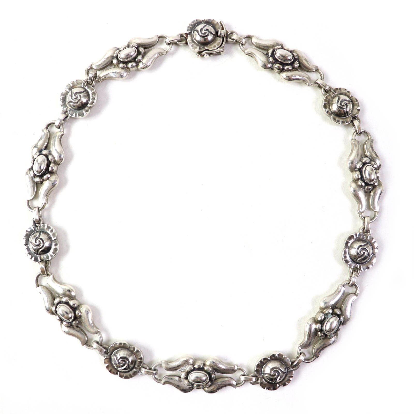 極希少 美品△ジョージジェンセン 10 ヴィンテージ 1915s-1930s ネックレス 希少 925 シルバー 箱・袋・ケース付 重量40.2g レディース【中古】