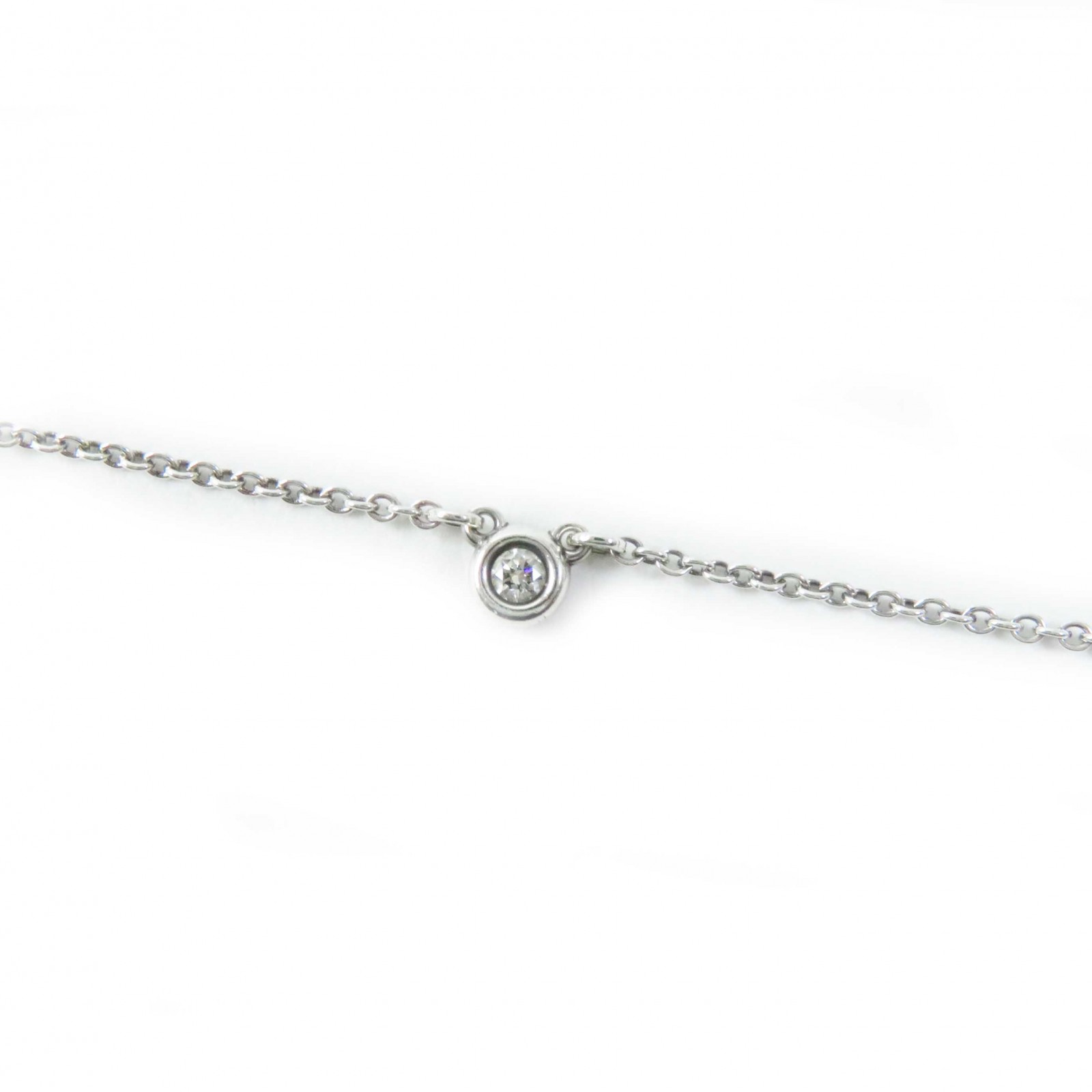 美品◎TIFFANY&Co. ティファニー バイザヤード AG925 1Pダイヤ ネックレス ペンダント シルバー 重量1.5g レディース【中古】