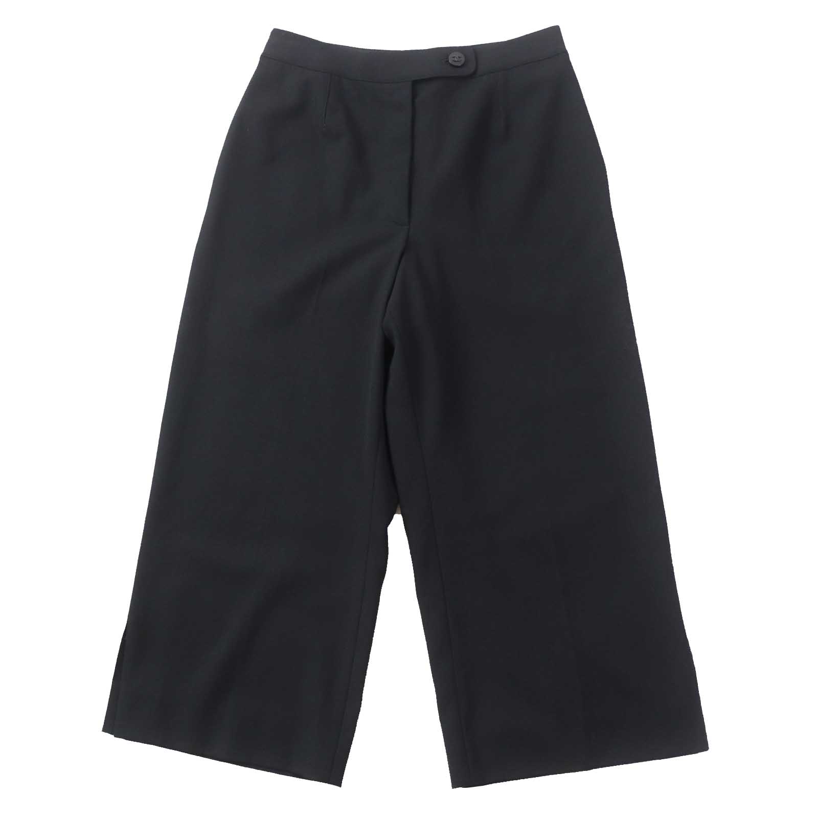 極美品◎CHANEL シャネル ヴィンテージ 98C P10018 ウール ココマークボタン付き クロップド丈 パンツ ブラック 36 フランス製 レディース【中古】
