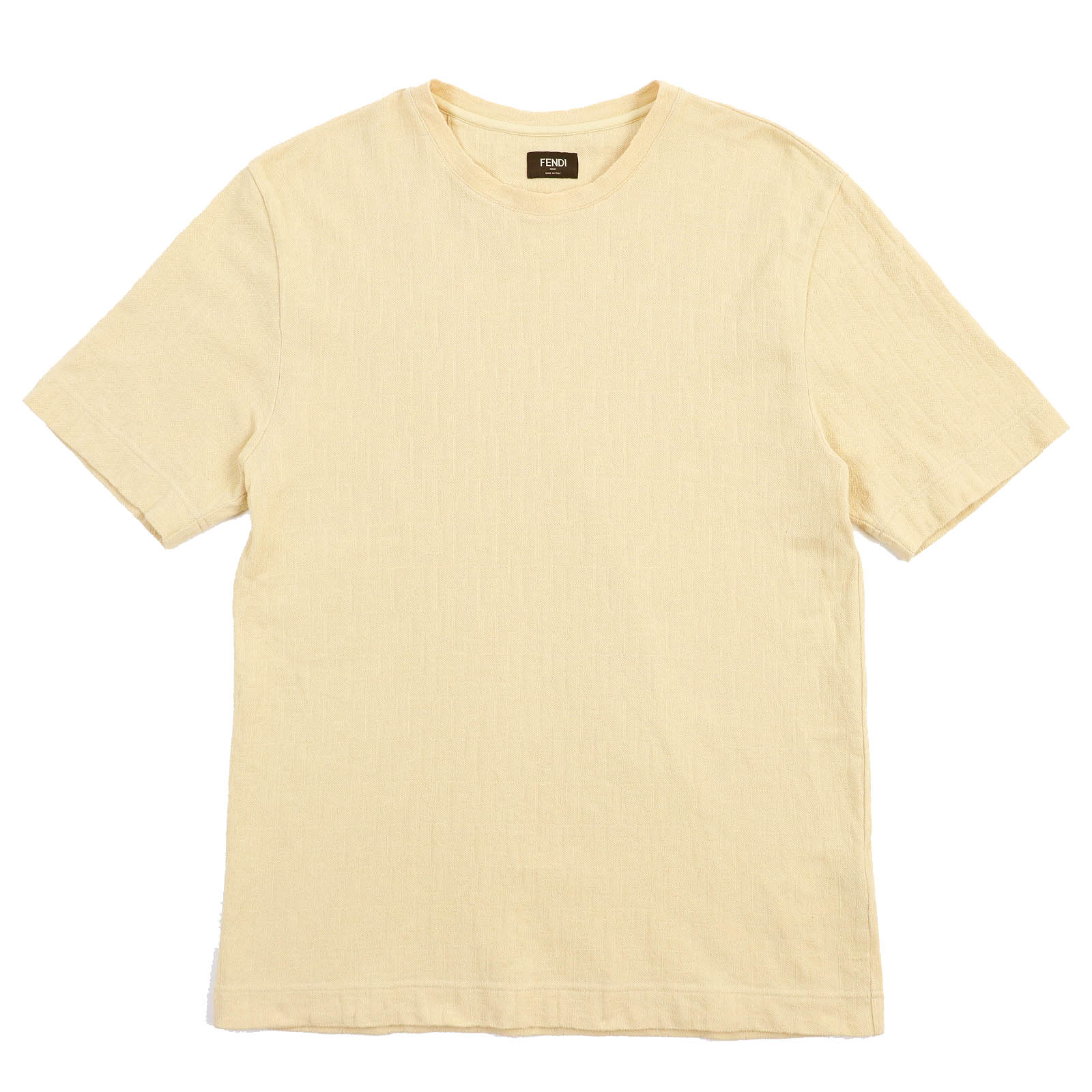 美品△FENDI フェンディ 2022年製 FY0936 コットン100％ FFロゴ ズッカ柄 半袖Tシャツ カットソー ベージュ M イタリア製 正規品 メンズ【中古】