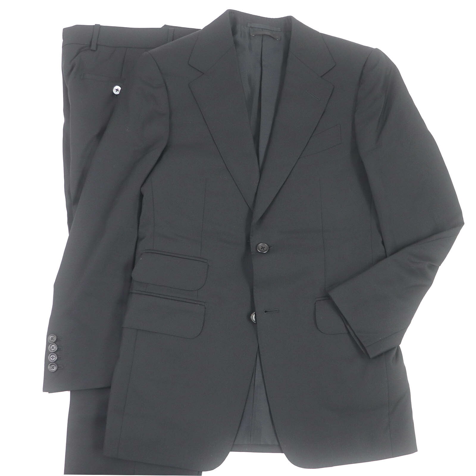 極美品□Dunhill ダンヒル BELGRAVIA ウール 裏シルク混 シングルスーツ ブレザー スラックス 上下セットアップ ブラック 44 ハンガー・ガーメント付き 正規品 メンズ【中古】
