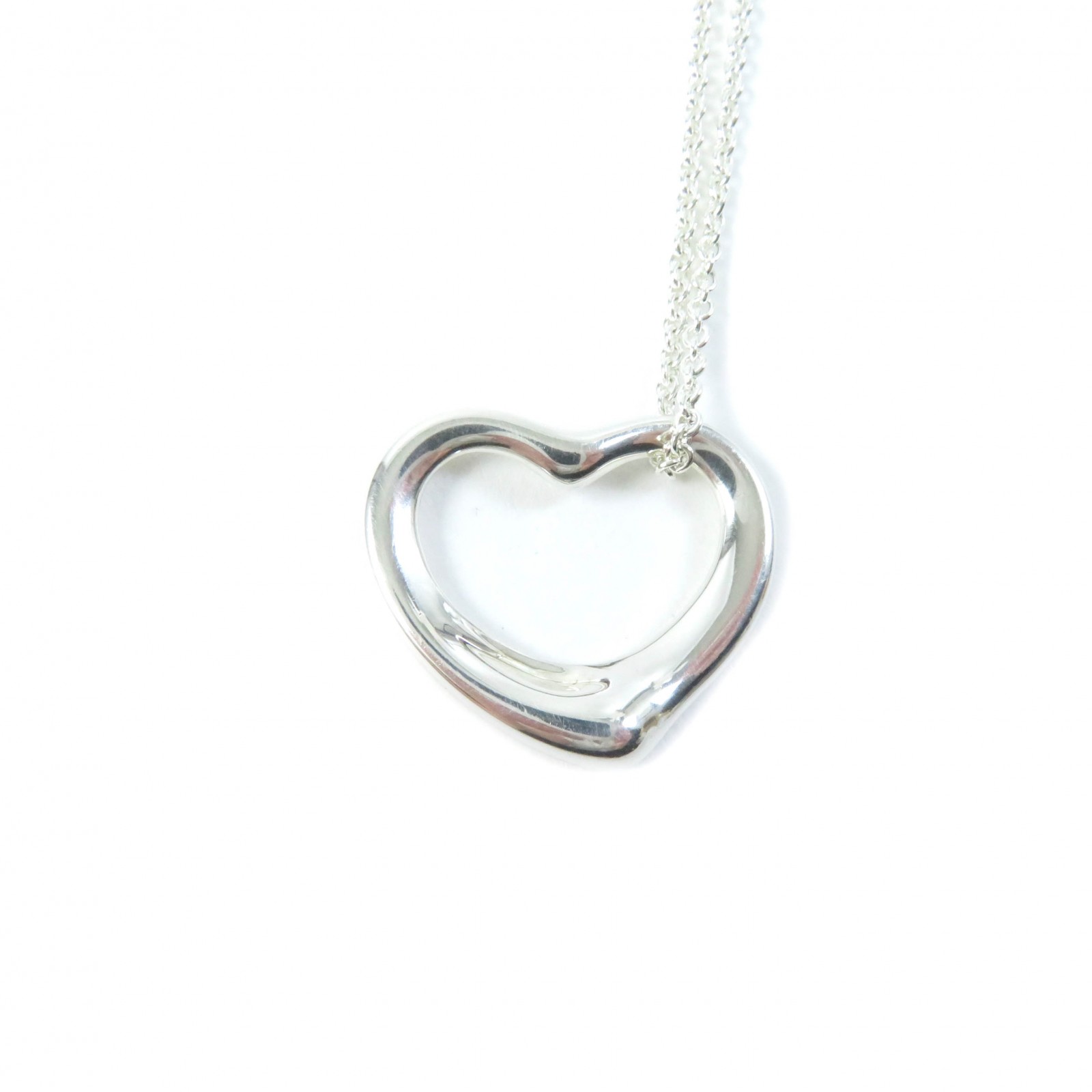 美品★TIFFANY&Co. ティファニー オープンハート ペンダント ミディアム エルサ・ペレッティ SV925 ネックレス シルバー 重量6.17g レディース【中古】