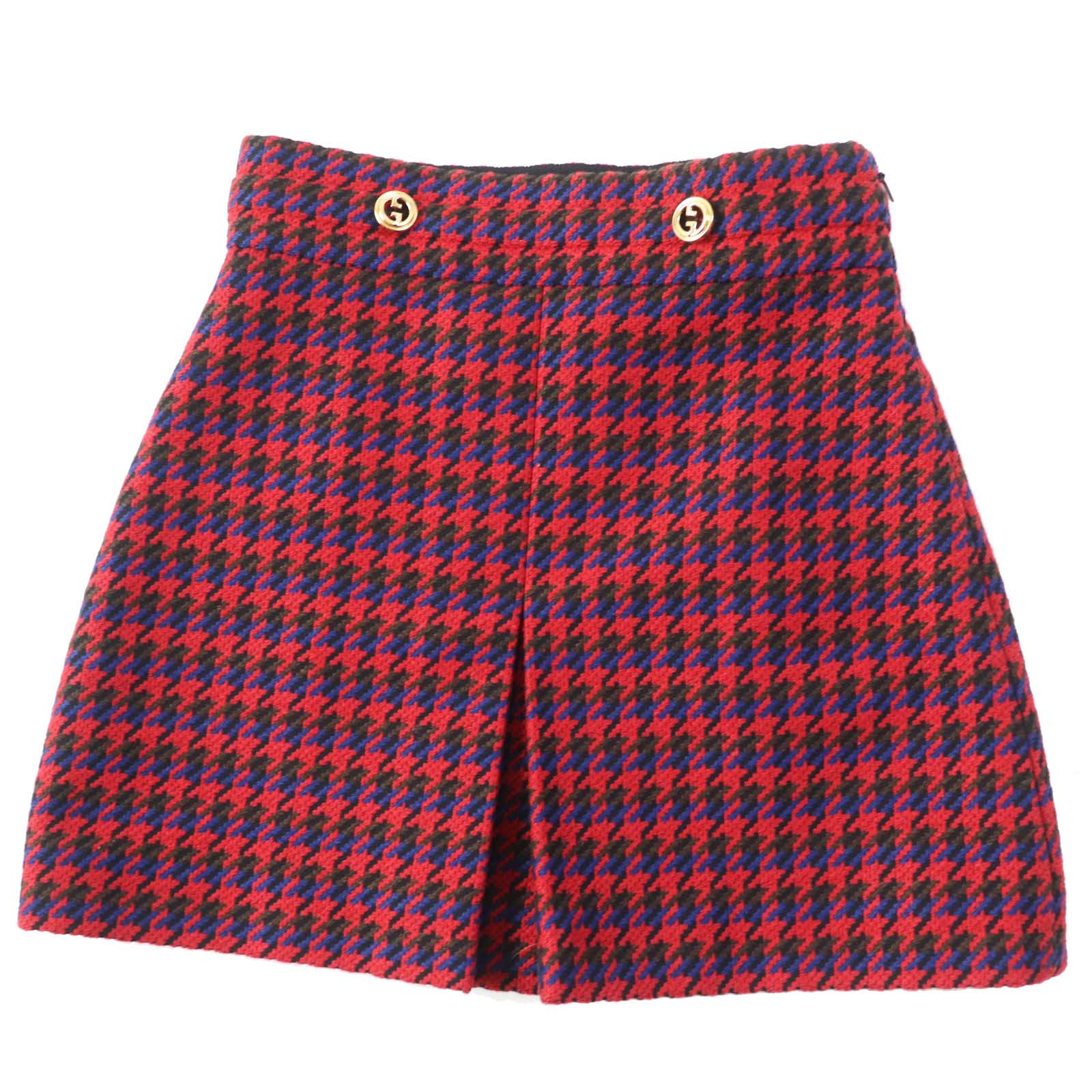 極美品◎GUCCI グッチ 643737 ウール インターロッキングG ハウンドトゥース 千鳥格子柄 スカート マルチ 40 イタリア製 正規品 レディース【中古】