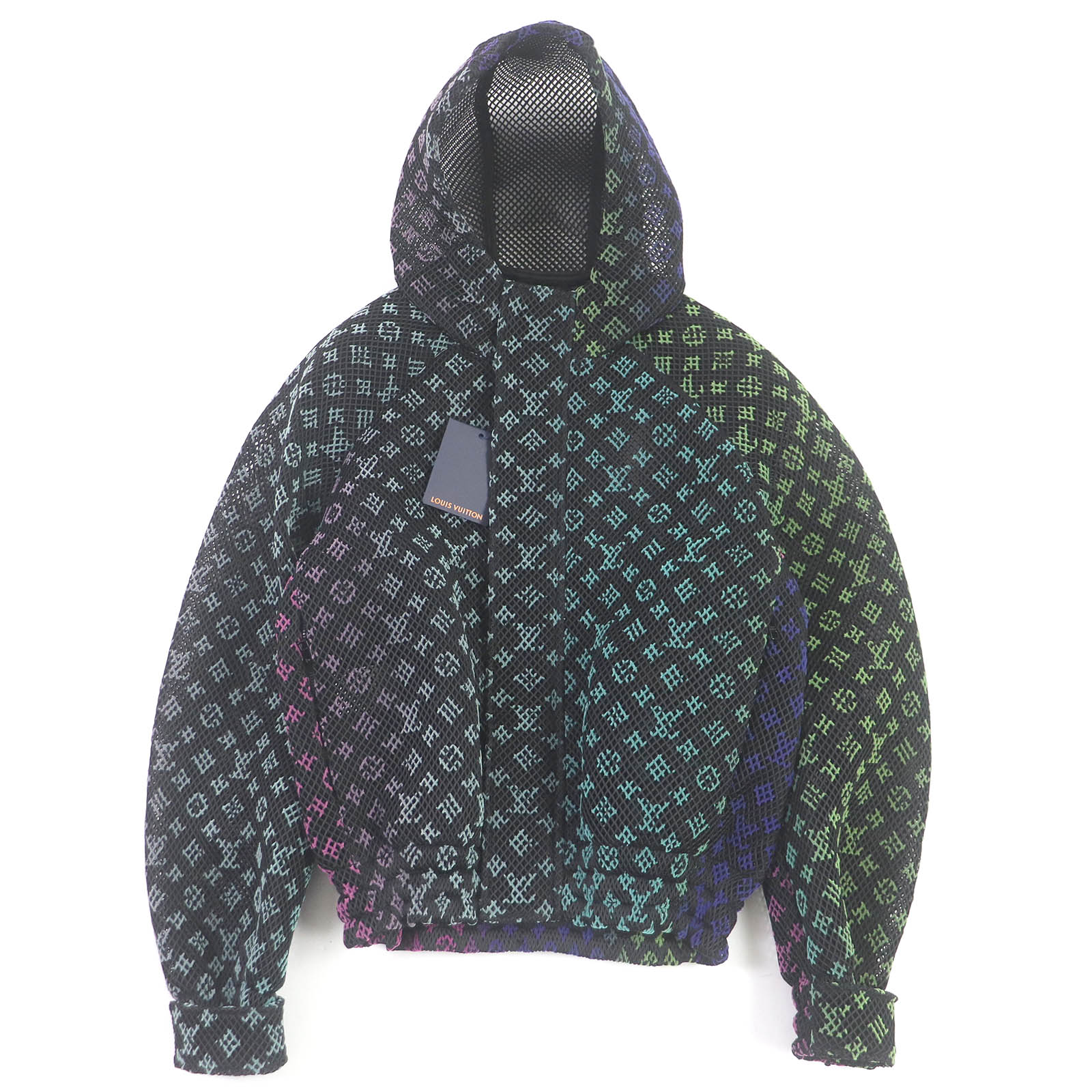 未使用品□LOUIS VUITTON ルイヴィトン 22SS Amen Break グラディエント モノグラム メッシュパーカー ブルゾン フード付ジャケット ブラック 46 ハンガー・ガーメント付き フランス製 正規品 メンズ【中古】