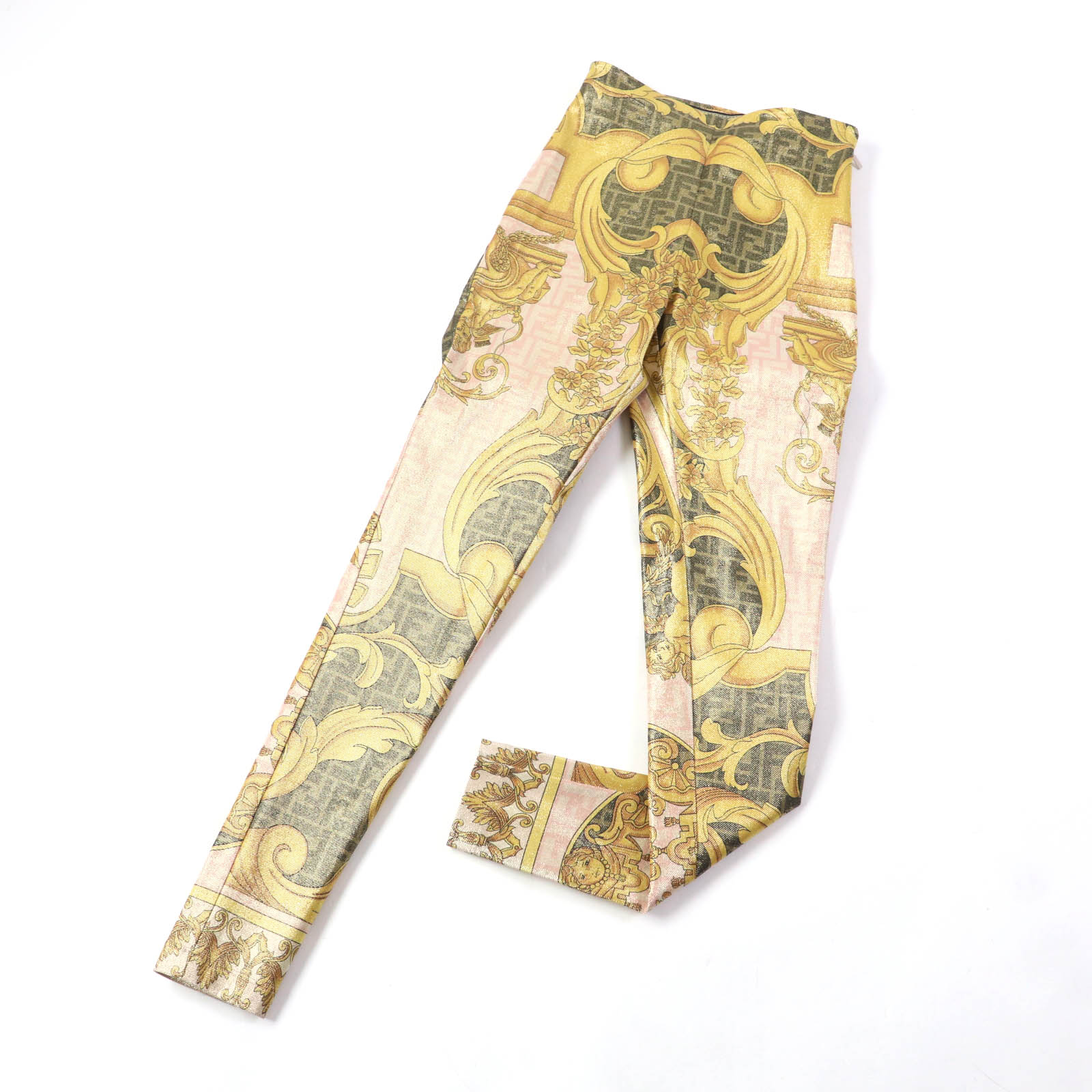 未使用品★フェンディ ヴェルサーチ FENDACE フェンダーチェ 22SS FR6372 FFロゴ バロック レギンス/パンツ/スパッツ マルチ 36 イタリア製 正規品 レディース【中古】