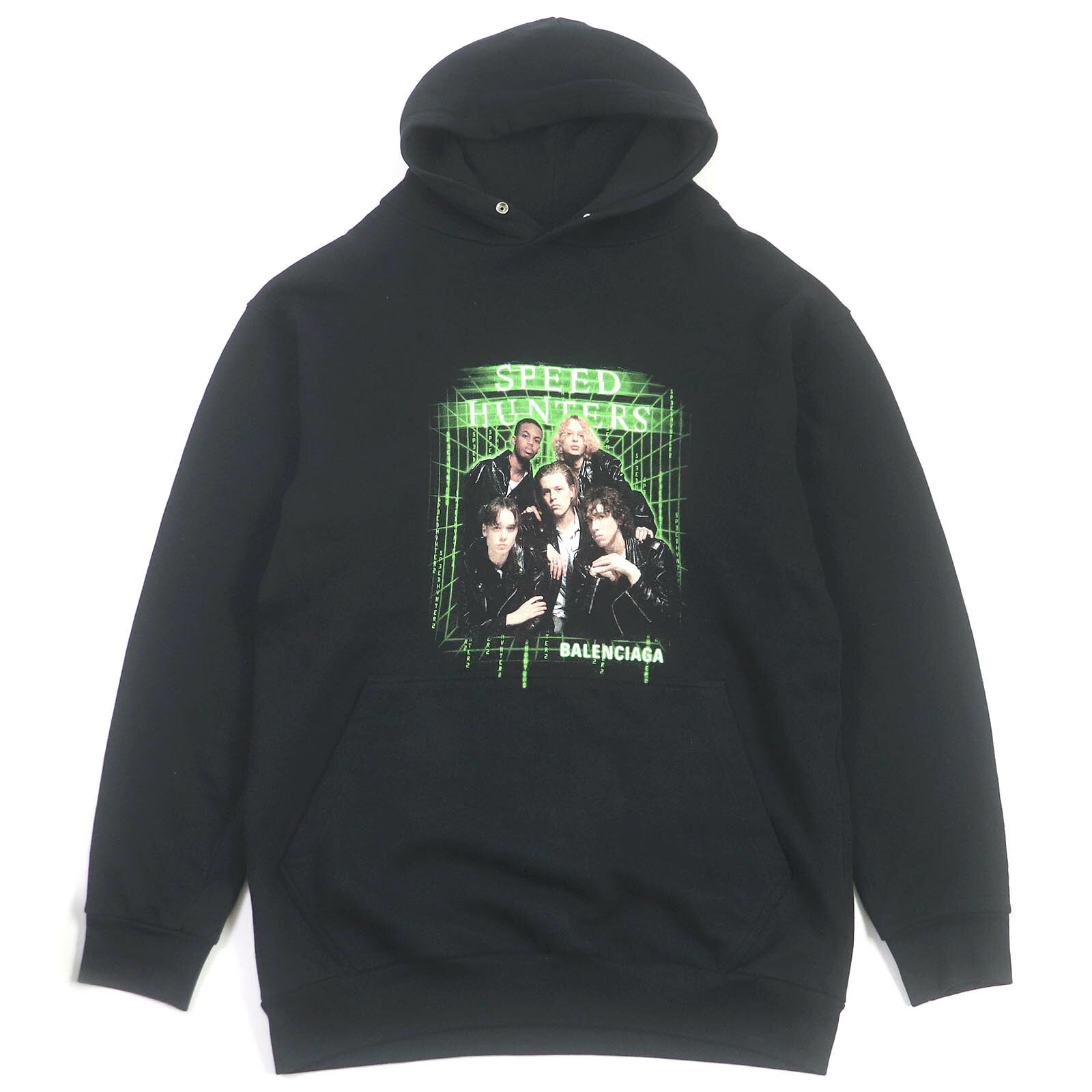 美品□BALENCIAGA バレンシアガ 19AW 559367 コットン SPEED HUNTERS スピードハンターズ オーバーサイズ フーディー パーカー ブラック S 正規品 メンズ【中古】