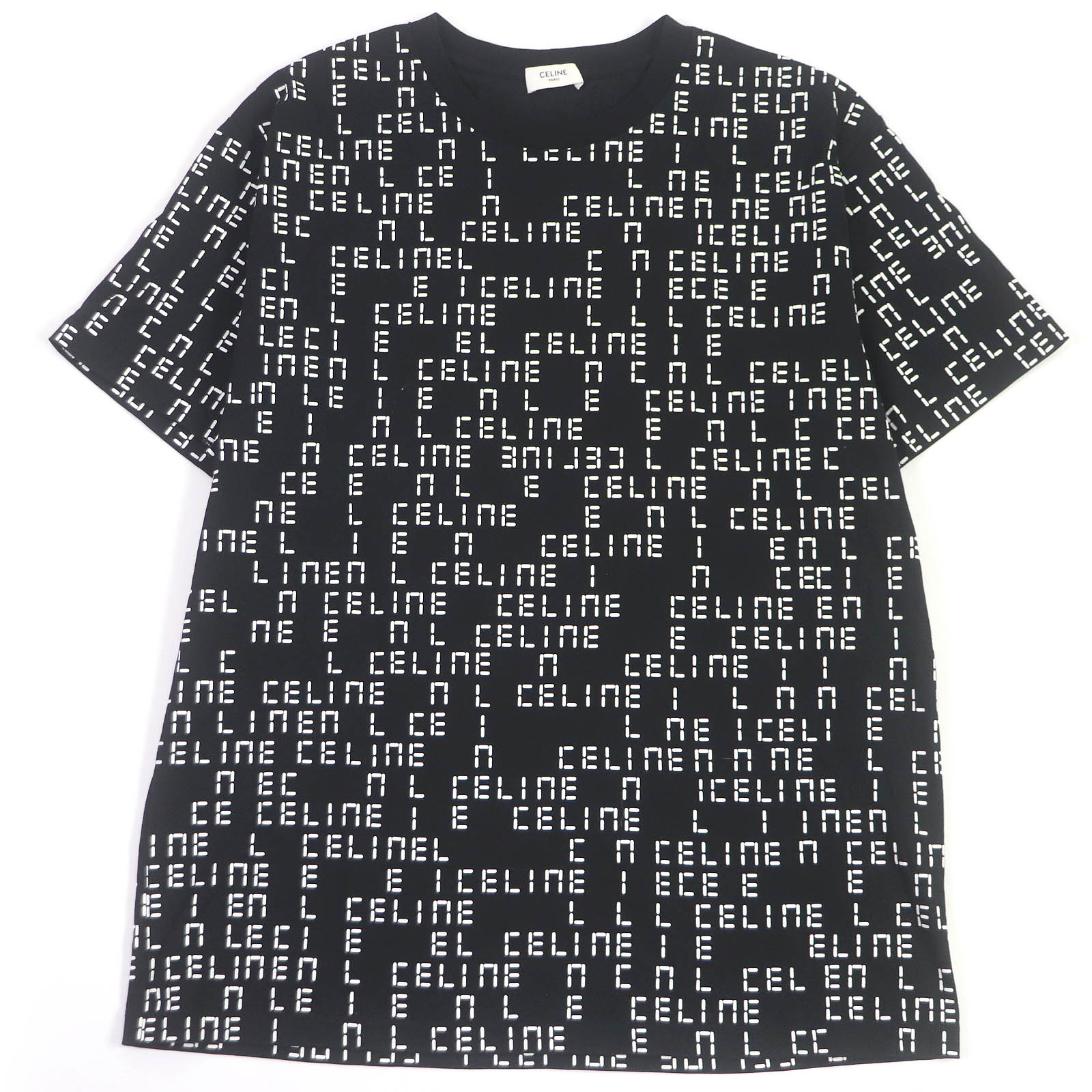 極美品□CELINE セリーヌ 22AW 2X651637O コットン デジタルロゴプリント クルーネック ルーズ 半袖Tシャツ ブラック M イタリア製 正規品 メンズ【中古】