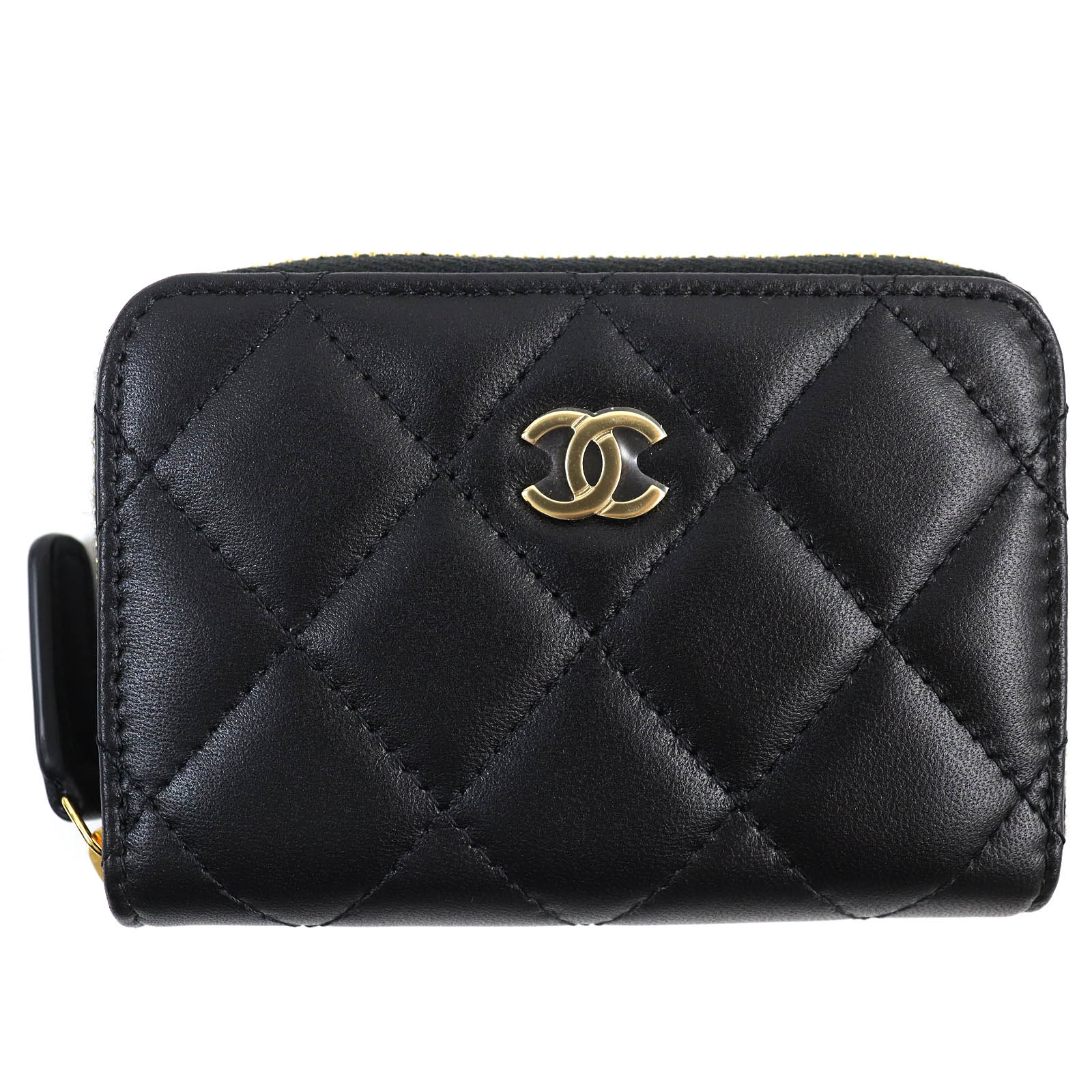 未使用品△CHANEL シャネル AP0216 クラシック ジップ コインパース マトラッセ ココマーク金具 レザー コインケース ブラック 保存袋付き イタリア製 レディース 大人気 大人可愛い オススメ◎【中古】