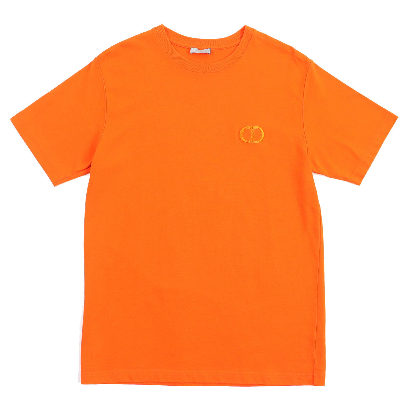 極美品△DIOR ディオール オム 943J605A0554 CD ICON コットン100％ ロゴ刺繍 クルーネック 半袖Tシャツ オレンジ L イタリア製 正規品 メンズ 大人気 オススメ◎【中古】