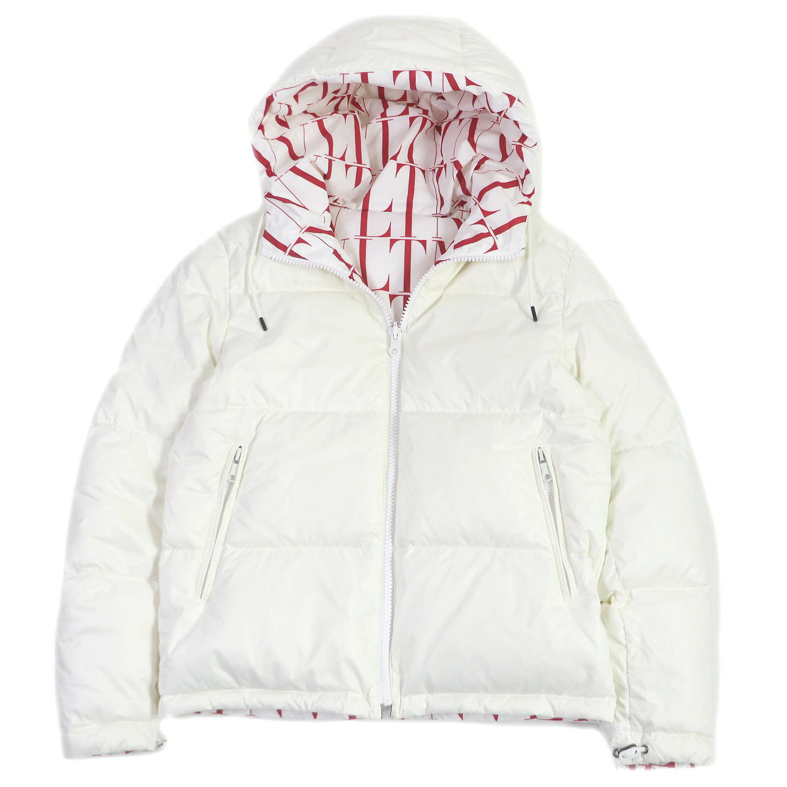 極美品□VALENTINO ヴァレンティノ 21AW WV3CNB307GG リバーシブル VLTNロゴ総柄 ダウンジャケット ホワイト 44 正規品 メンズ【中古】