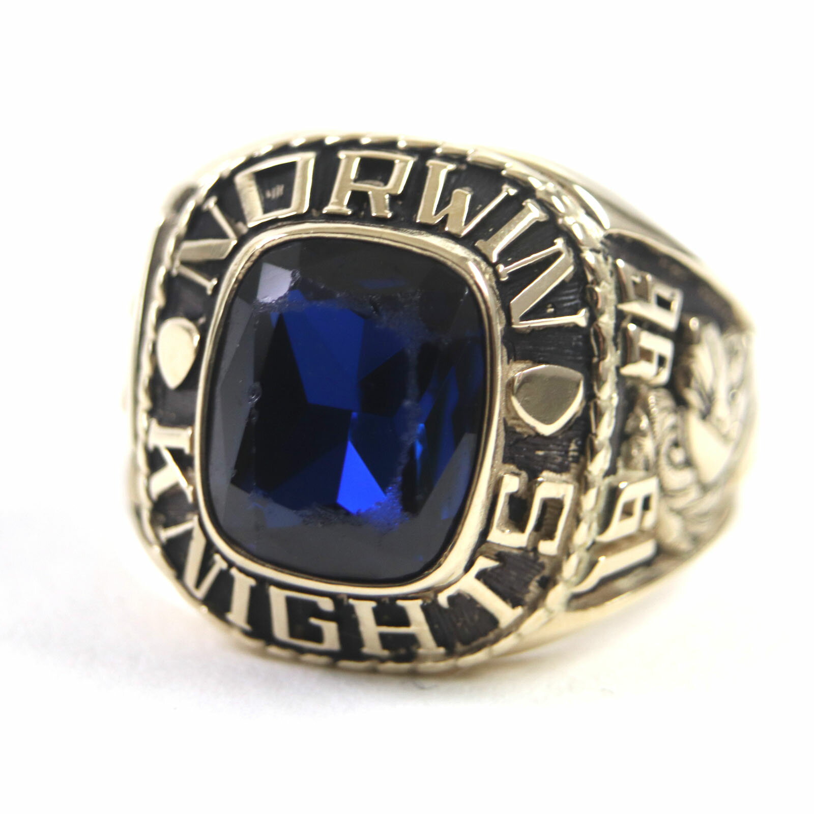 美品▼ヴィンテージ JOSTENS ジャスティンズ Norwin High School 1996年 カレッジ リング・指輪 K10 ゴールド ブルー 24号相当 重量16.2g メンズ【中古】