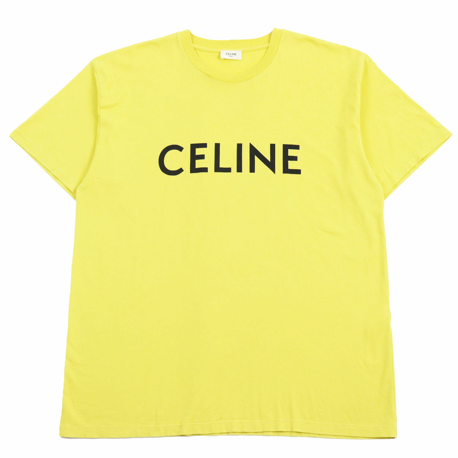 良品●CELINE セリーヌ 21SS 2X681501F フロントロゴプリント ショートスリーブ 半袖Tシャツ イエロー M イタリア製 正規品 メンズ【中古】
