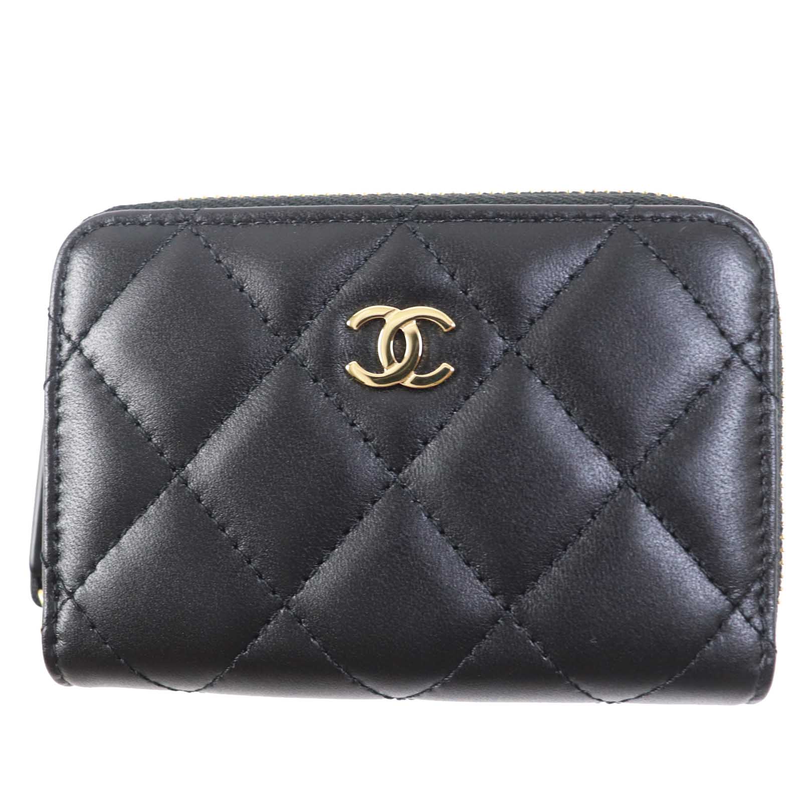 未使用品◎CHANEL シャネル AP0216 NXCG9N2 マトラッセ クラシック ジップ コインパース コインケース ミニウォレット ココマーク ラムスキン ブラック ゴールド金具 箱・保存袋付き イタリア製 レディース【中古】