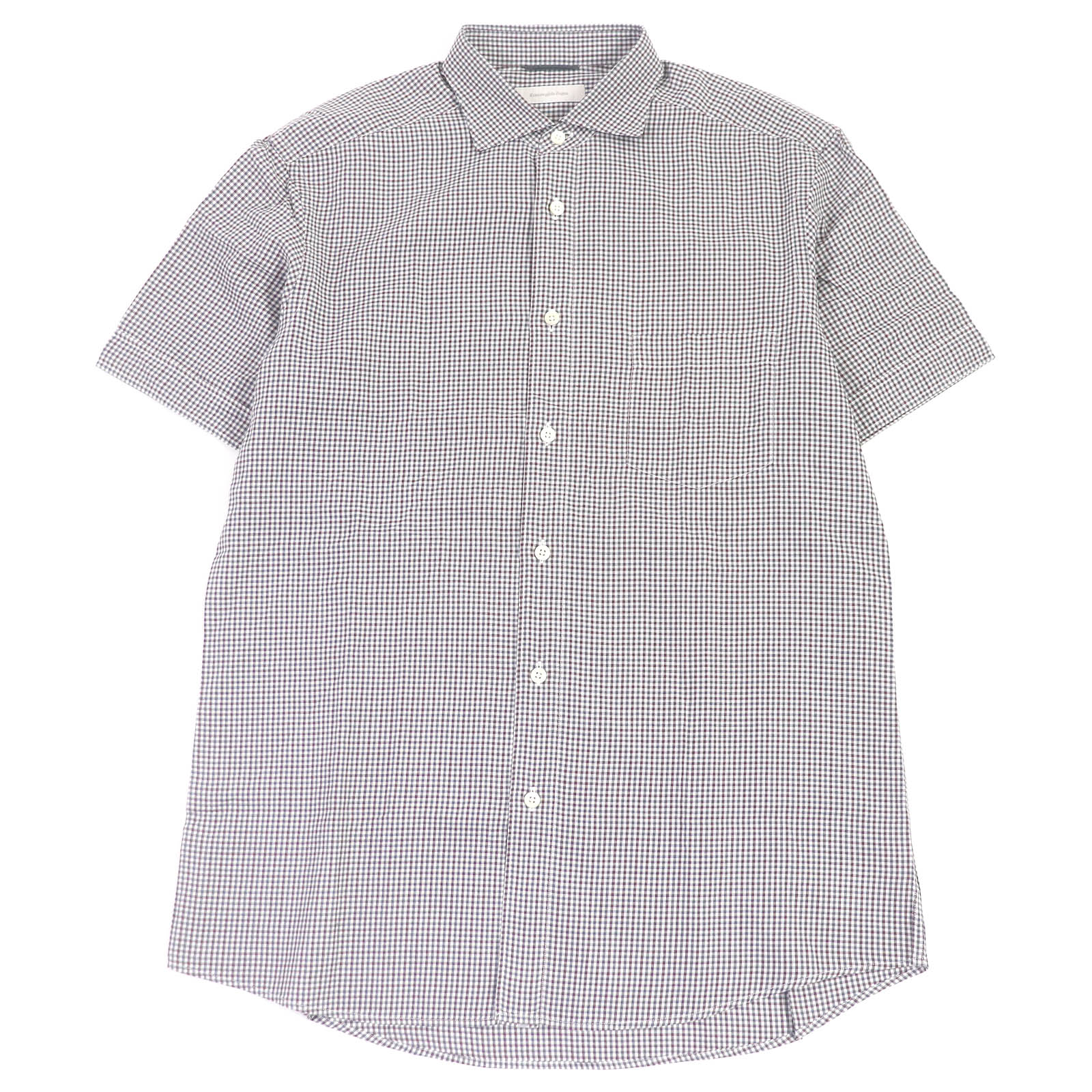 極美品□Ermenegildo Zegna エルメネジルドゼニア ファーストライン コットン100％ チェック 半袖シャツ マルチカラー L 正規品 メンズ【中古】