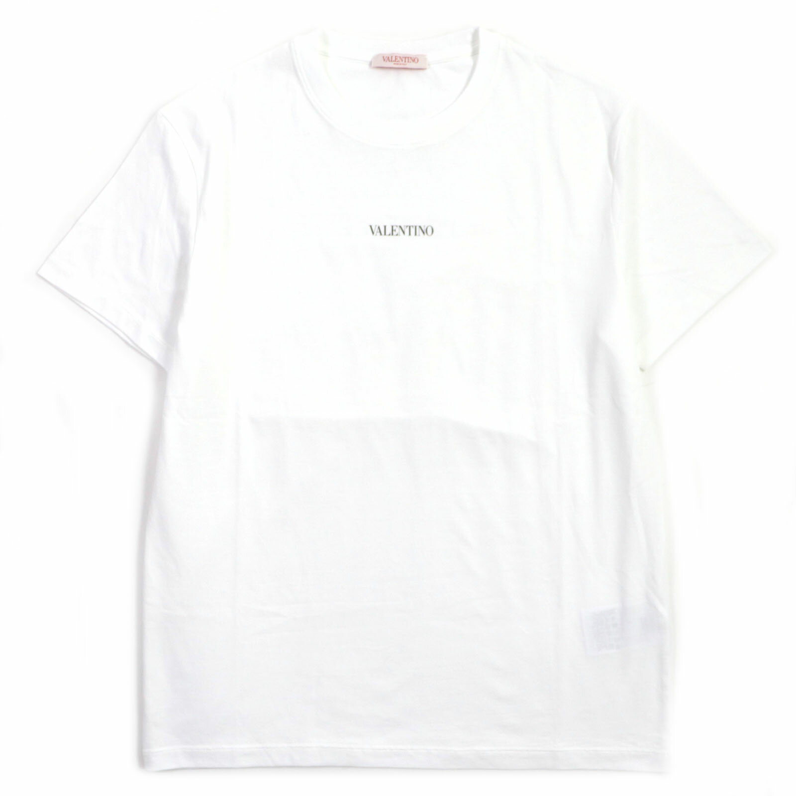 極美品▼VALENTINO ヴァレンティノ 3V5MG10V738 コットン ロゴプリント クルーネック 半袖Tシャツ ホワイト S イタリア製 正規品 メンズ【中古】
