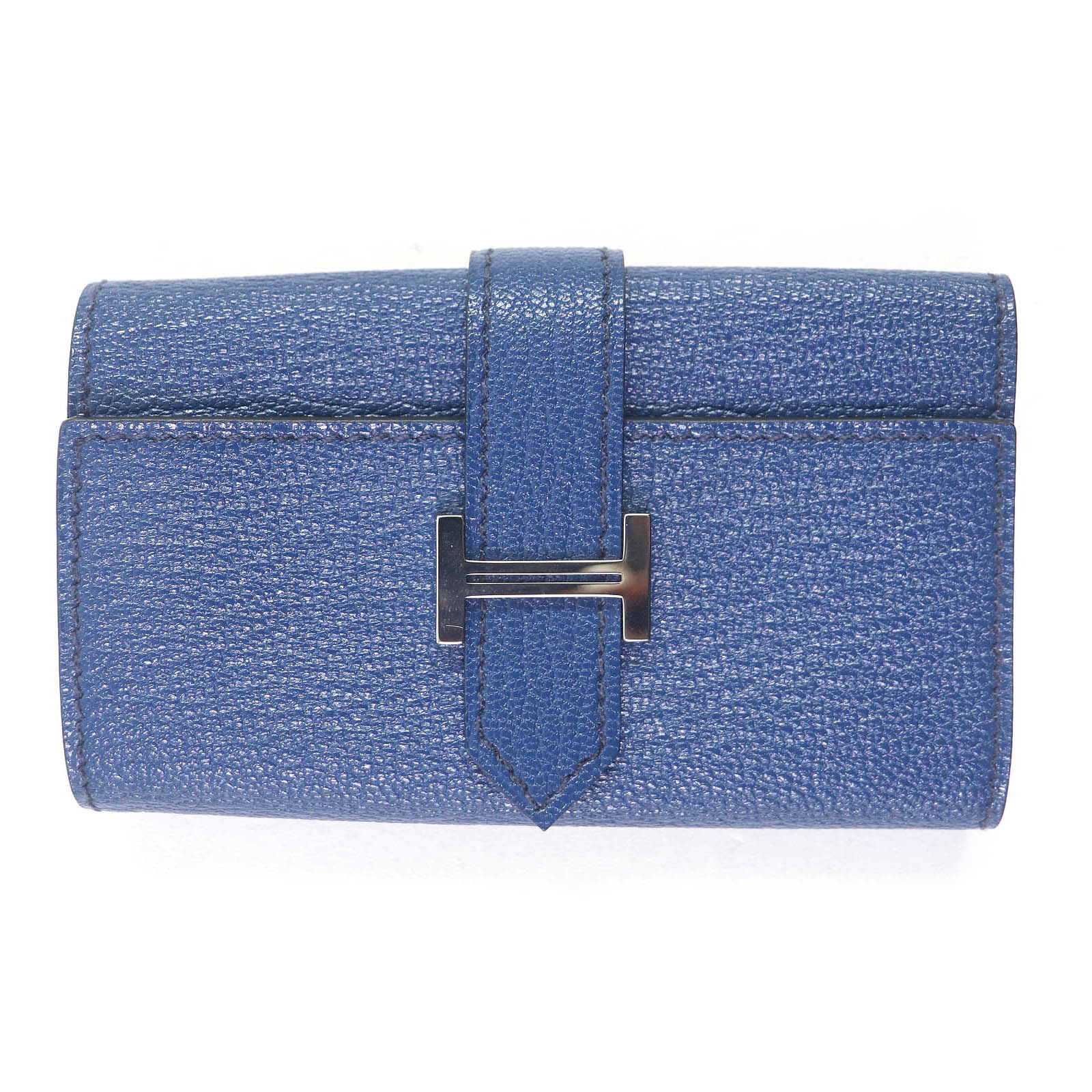 美品□HERMES エルメス ベアン Hロゴシルバー金具 シェーブル レザー 4連 キーケース ブルードマルト Y刻印 フランス製 箱付き メンズ【中古】