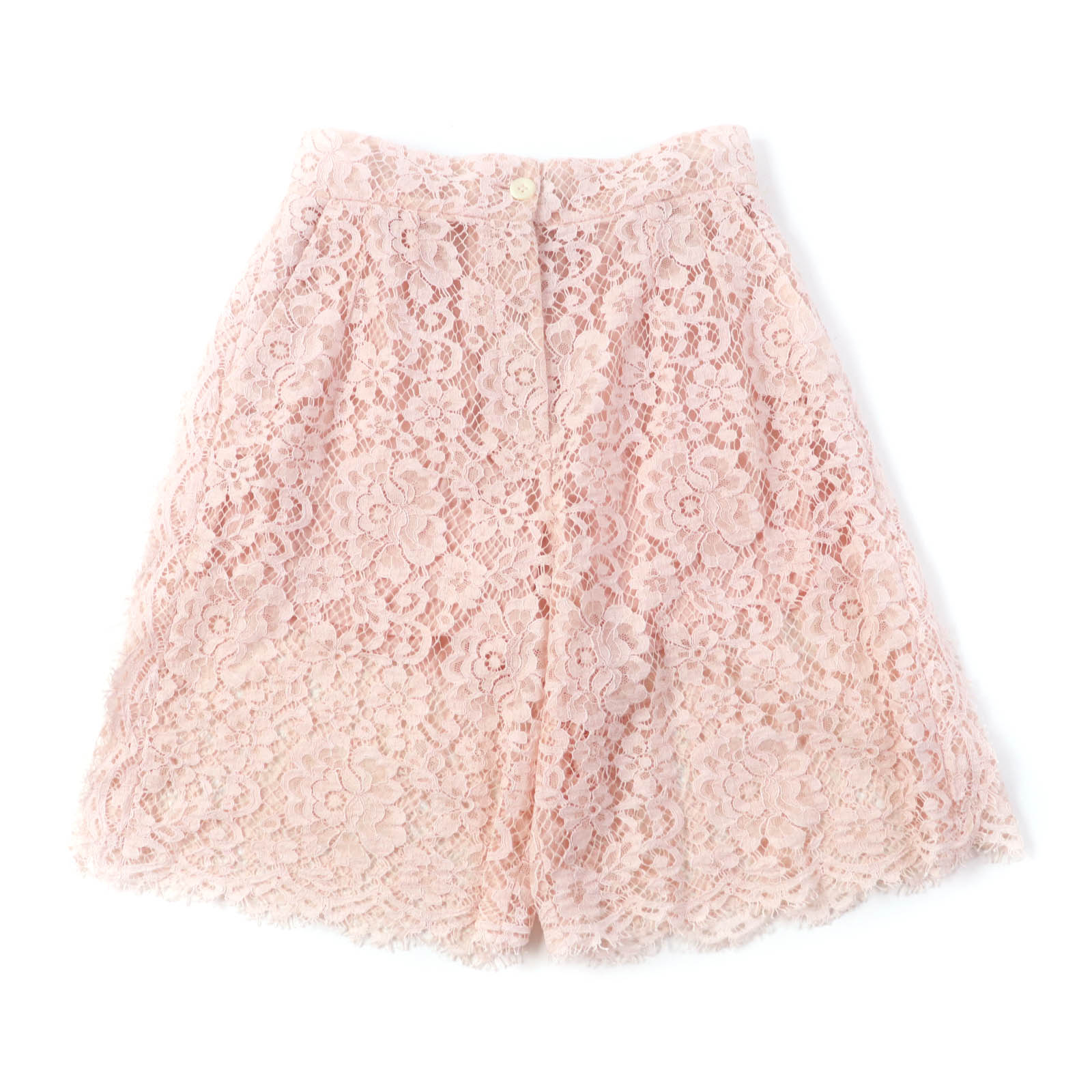 極美品★DOLCE&GABBANA ドルチェ＆ガッバーナ FTBXST/HLMEA ペチコート付 花柄レース ショートパンツ ピンク 38 イタリア製 正規品 レディース【中古】