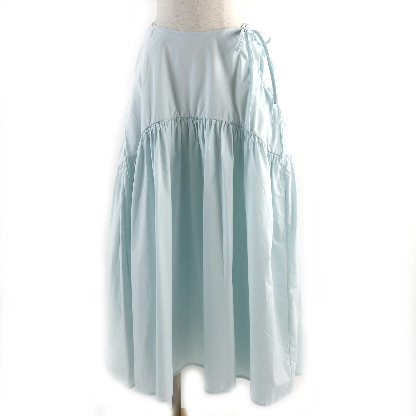 未使用品△CECILIE BAHNSEN セシリーバンセン 22SS LILLY SKIRE リリー コットン100% ボリューム デザイン ロングスカート ライトブルー UK8/US4 レディース 人気 オススメ◎【中古】