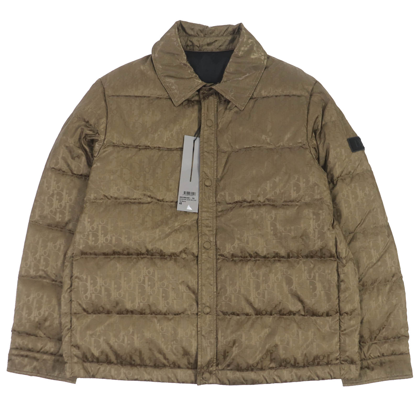 未使用品□DIOR ディオール オム 22AW 293C436A4462 オブリーク 総柄 ロゴワッペン WZIP ダウンジャケット マロン 48 イタリア製 正規品 メンズ【中古】