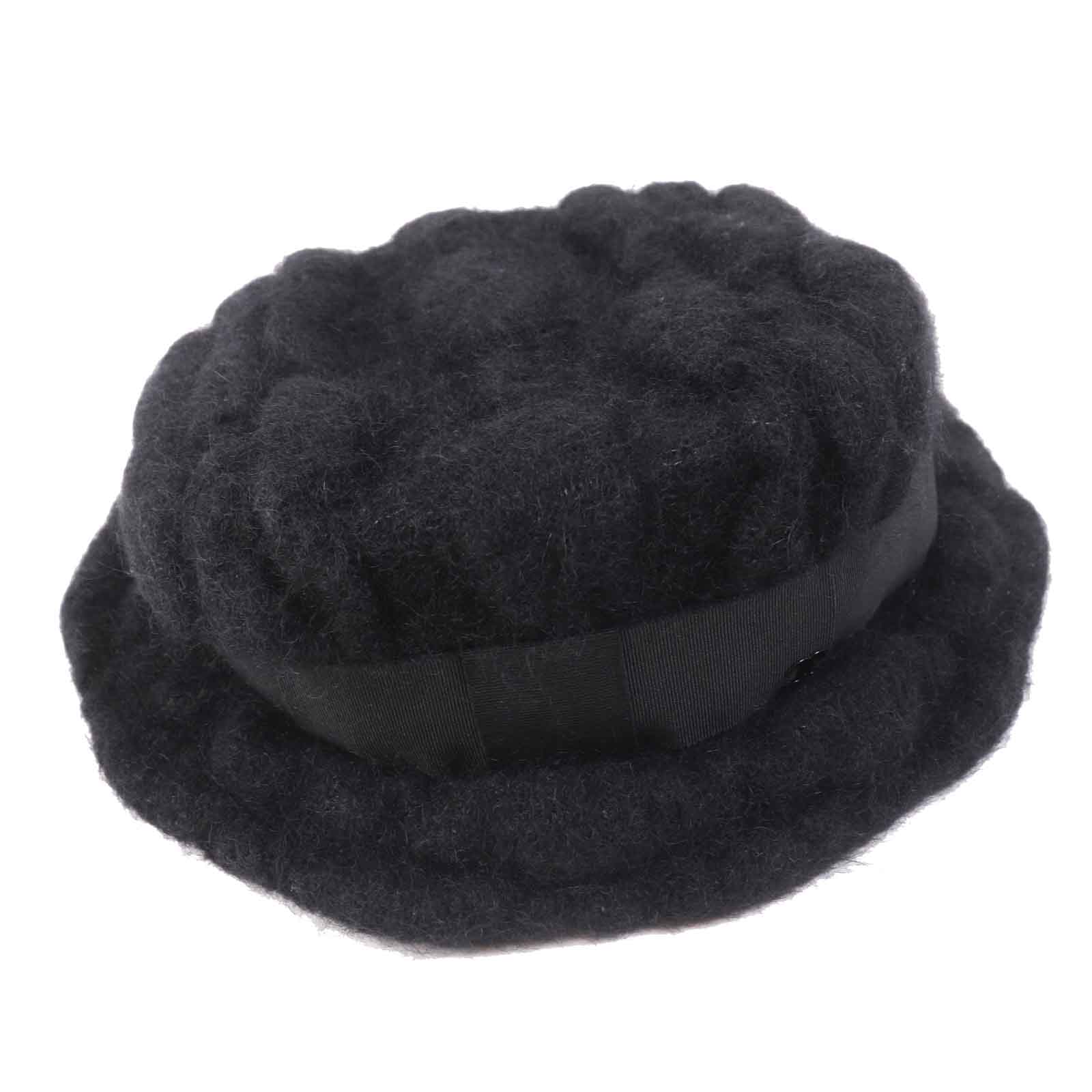 極美品◎CHANEL シャネル モヘア ココマーク付き ハット ブラック M フランス製 正規品 レディース【中古】