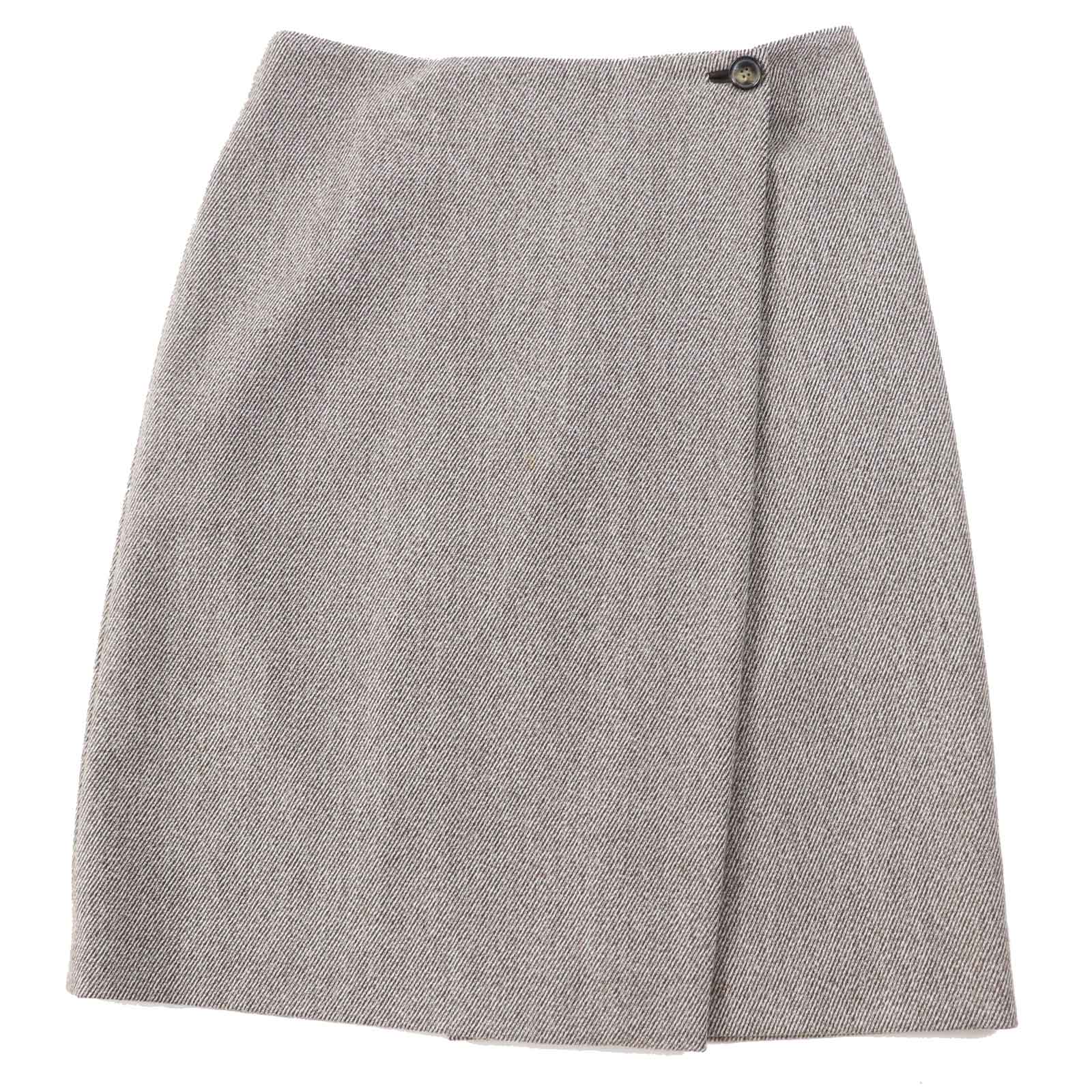 良品◎Loro Piana ロロピアーナ PECORA NERA ペコラネラ ウール 裏地シルク ラップスカート ブラウン系 42 イタリア製 正規品 レディース【中古】