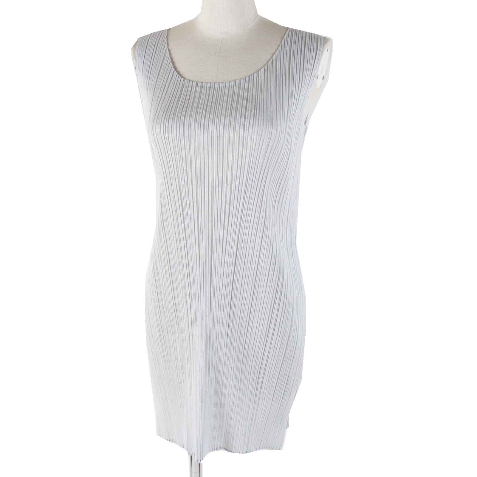 極美品◎PLEATS PLEASE プリーツプリーズ イッセイミヤケ PP55-JT104 ノースリーブ チュニック ライトグレー 3 日本製 正規品 レディース【中古】