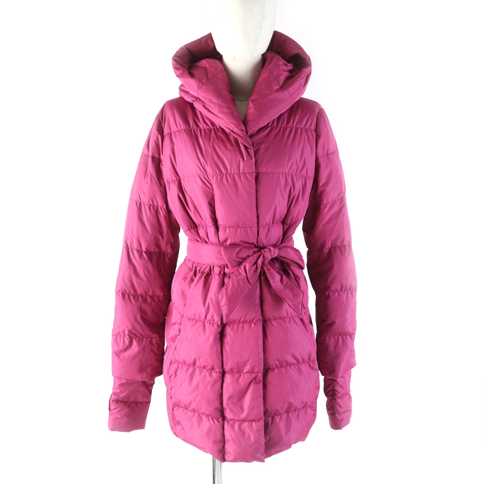 極美品★WEEKEND MaxMara ウィークエンドマックスマーラ 54860853 フード・ベルト付 比翼仕立て ダウンコート ピンク 42 正規品 レディース【中古】