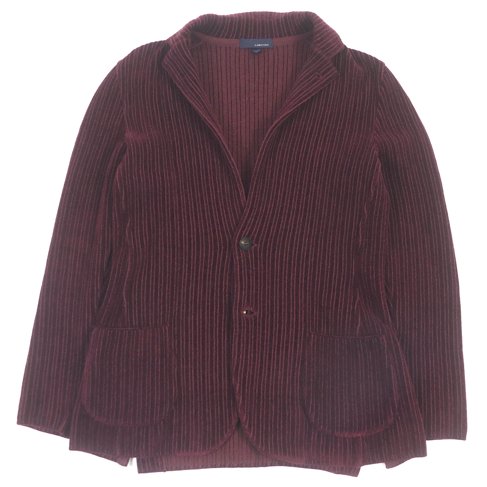 極美品□LARDINI ラルディーニ ウール コーデュロイ シングル アンコンジャケット テーラードジャケット ボルドー S イタリア製 正規品 メンズ【中古】