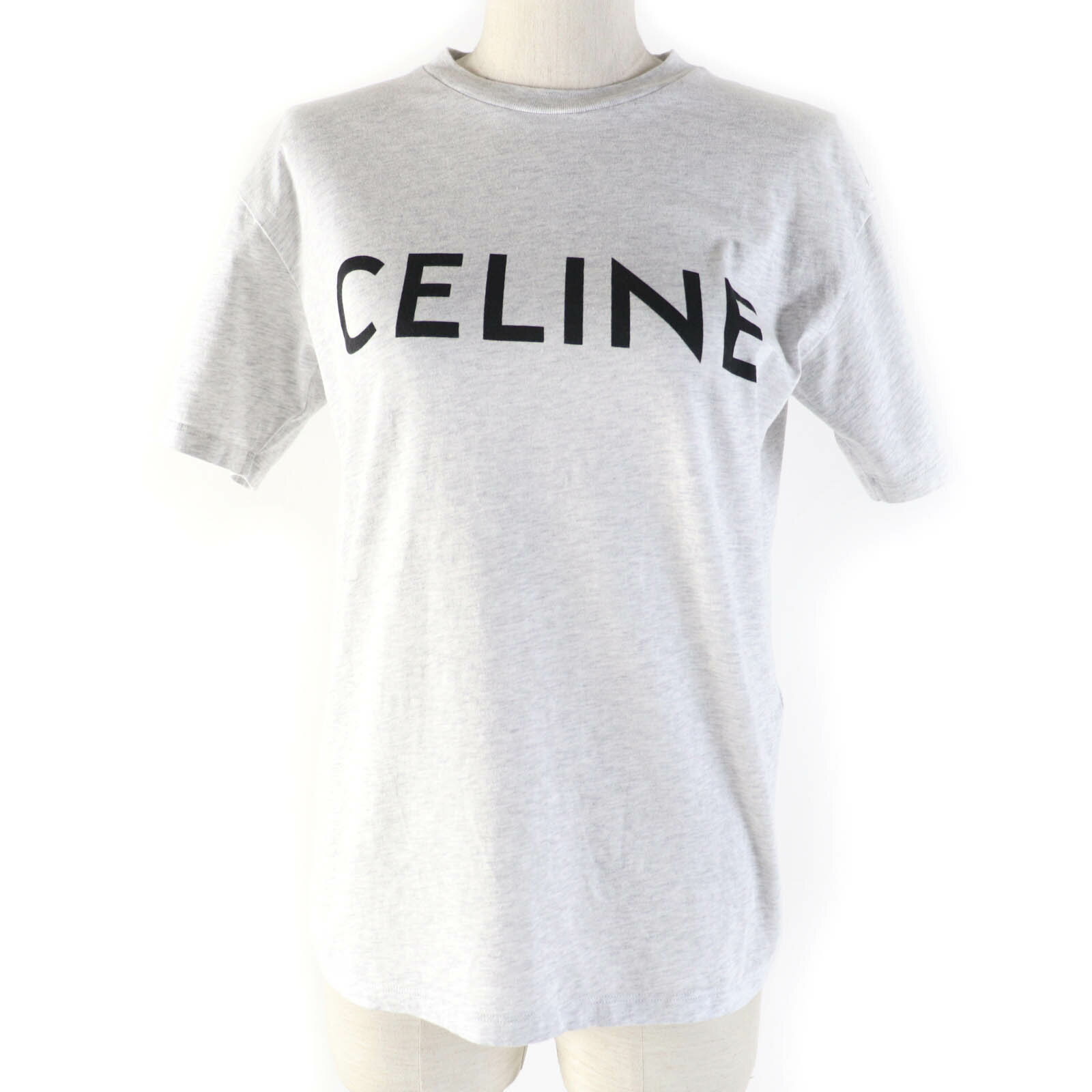 極美品☆CELINE セリーヌ 2X764501F コットン100％ ロゴプリント ルーズフィット 半袖Tシャツ グレー XS イタリア製 正規品 レディース【中古】